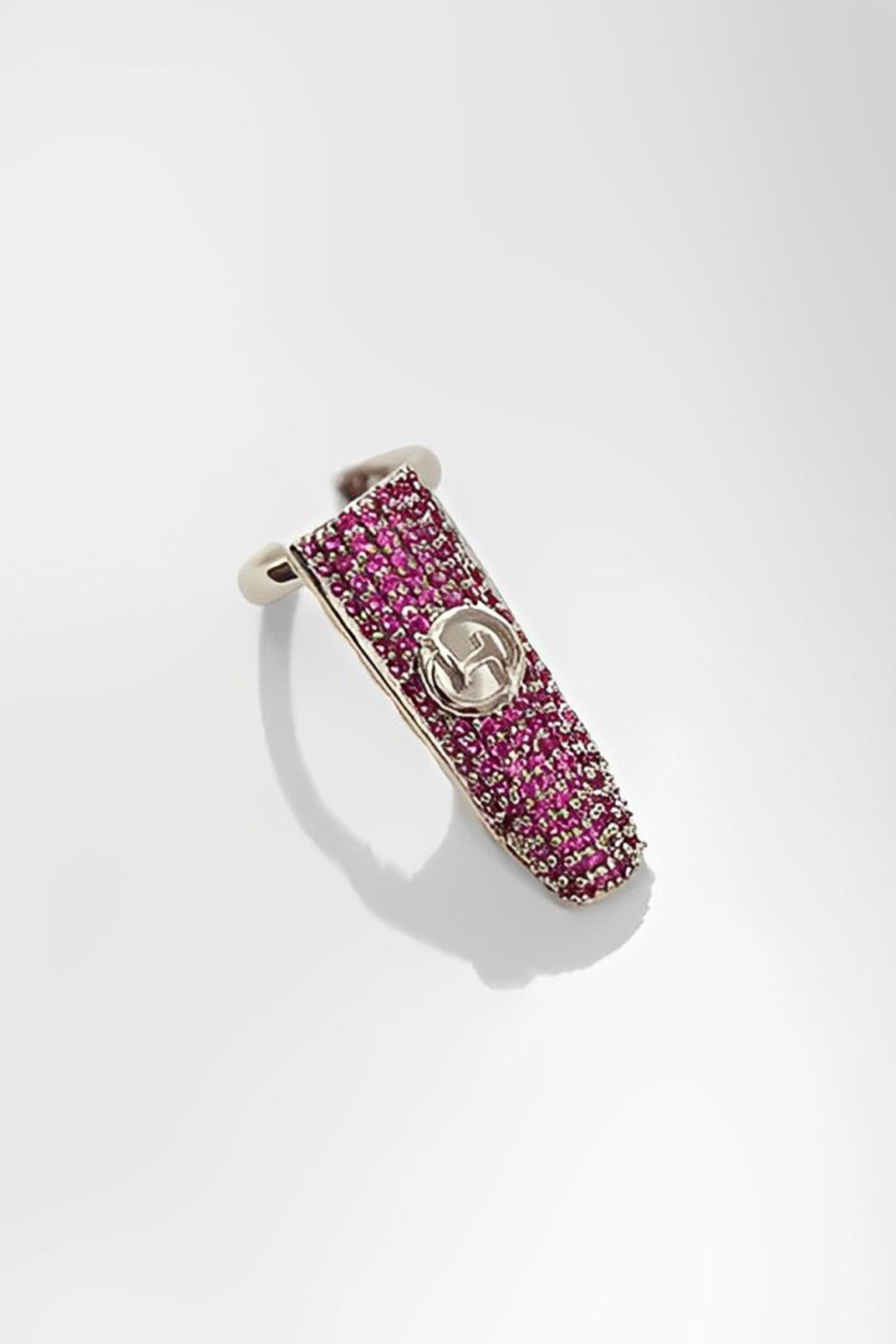 White Finish Fuchsia Ring