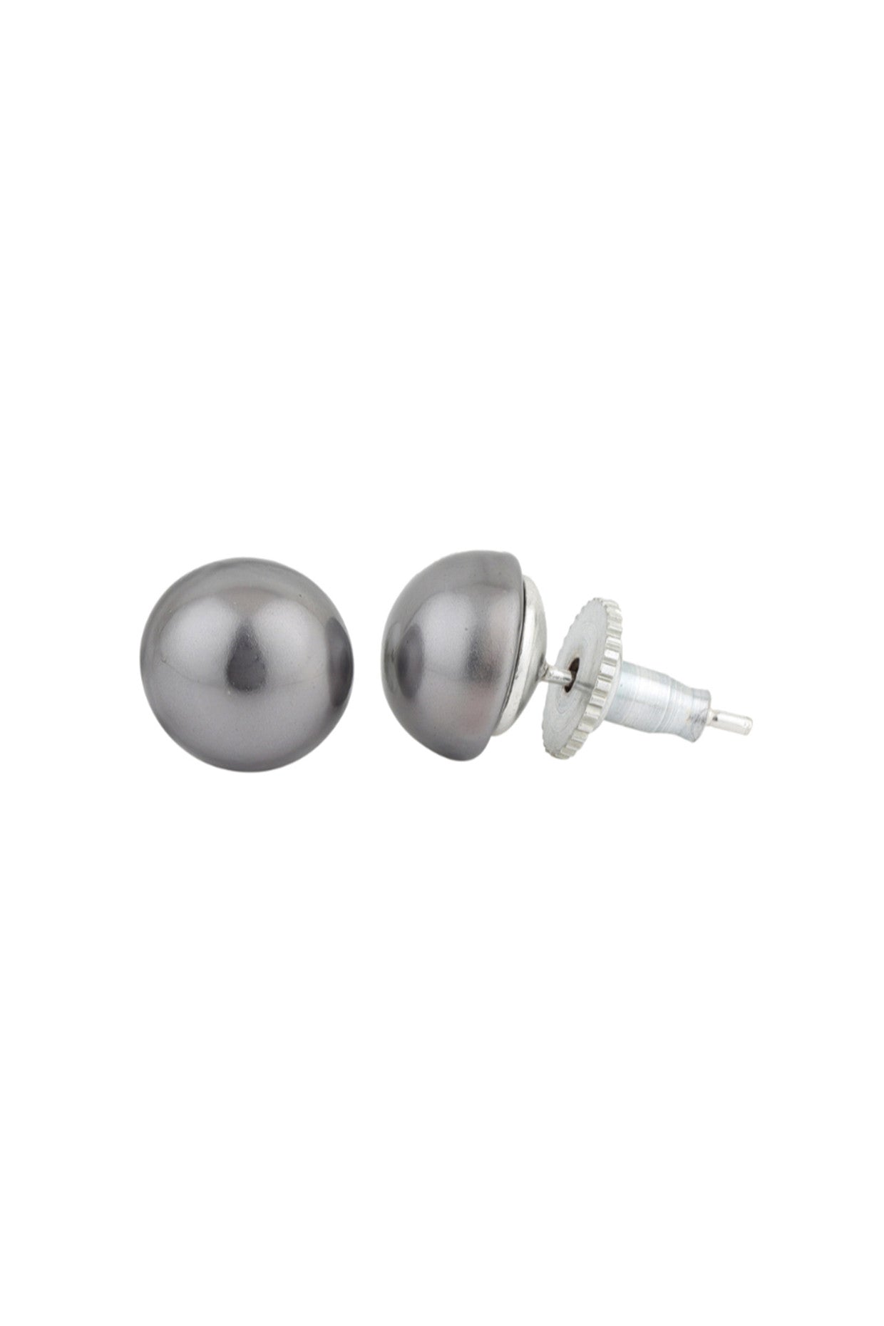 10mm Pearl Studs Earrings Dark Silver 18Kt Gold-Plated