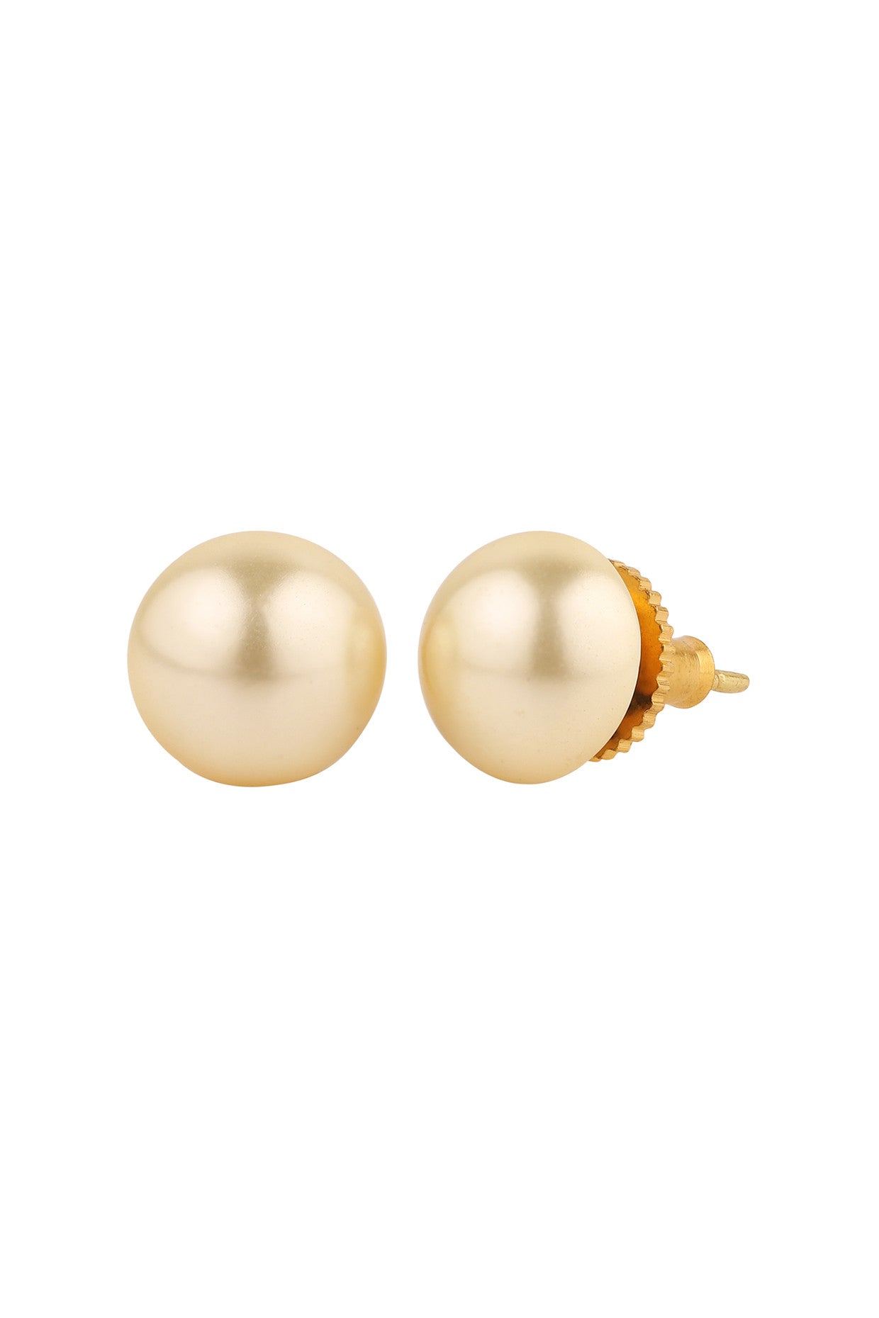 10mm Pearl Studs Earrings Golden 18Kt Gold-Plated