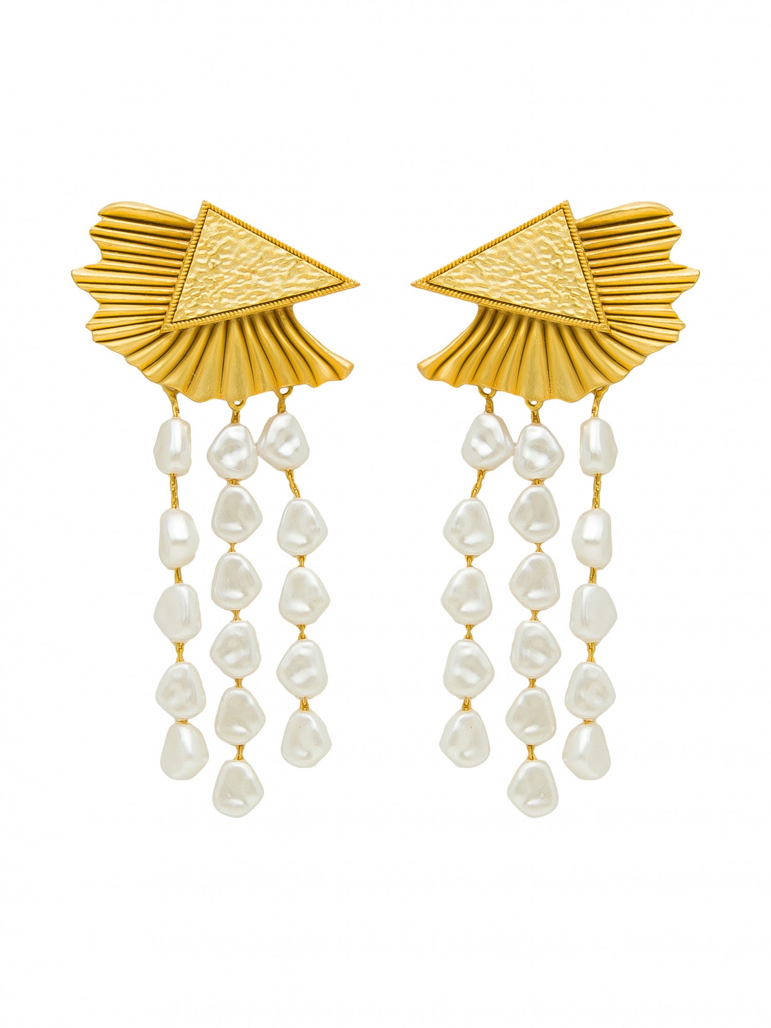 14k Gold Plated Pearl Dangler Earrings