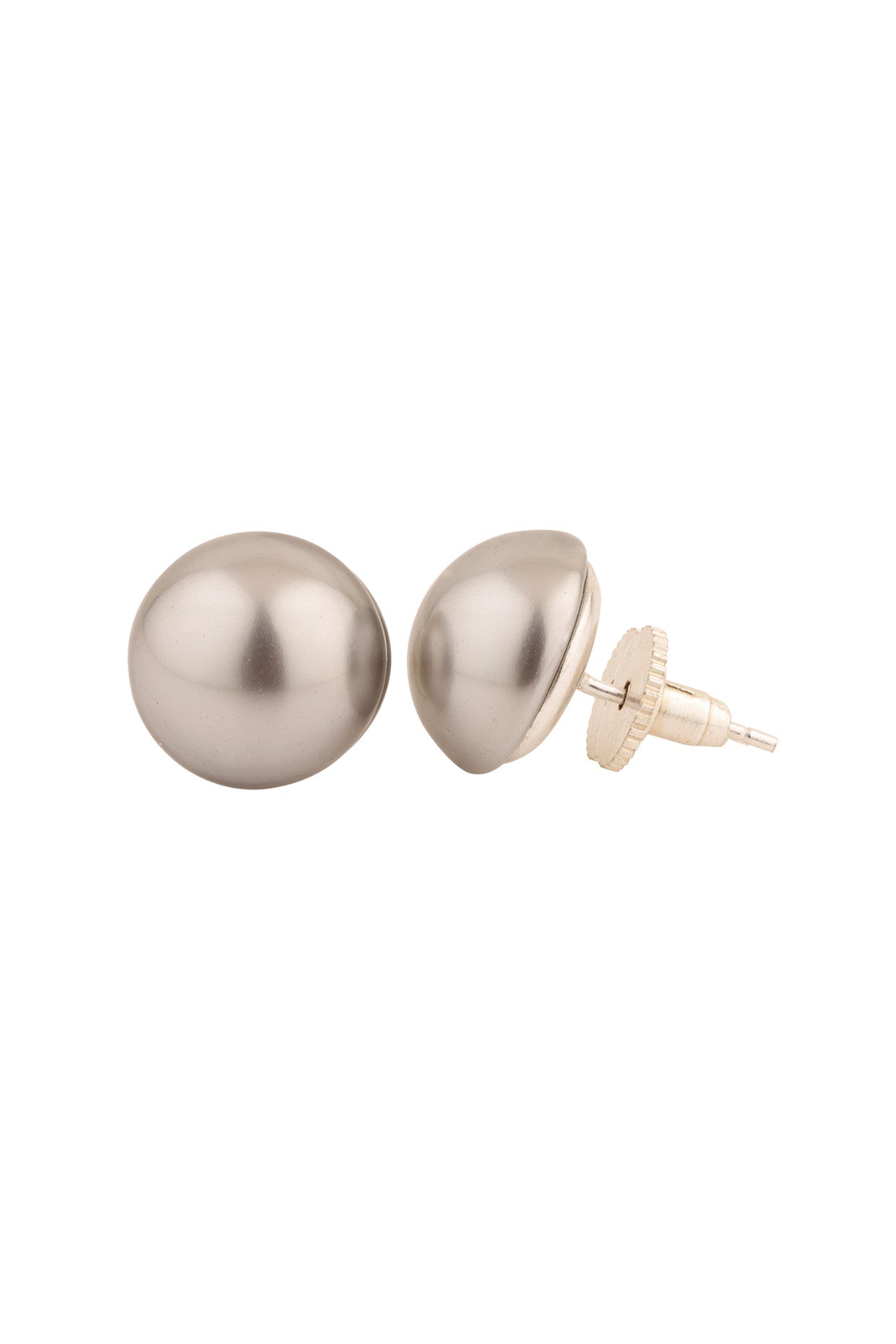 14mm Pearl Studs Earrings Silver 18Kt Gold-Plated