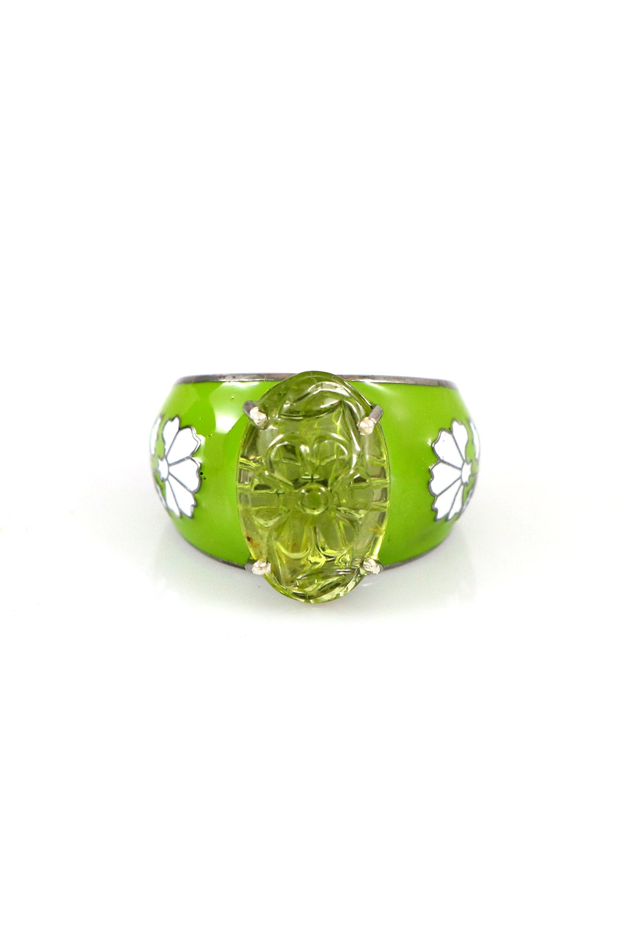 Peridot Pottery Ring in Sterling Silver