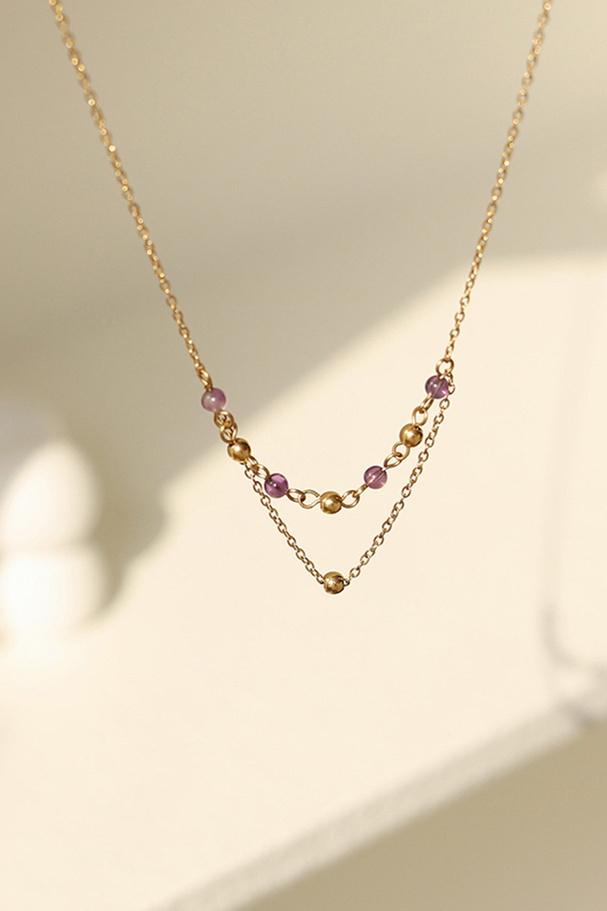 18k Amethyst Beaded Necklace