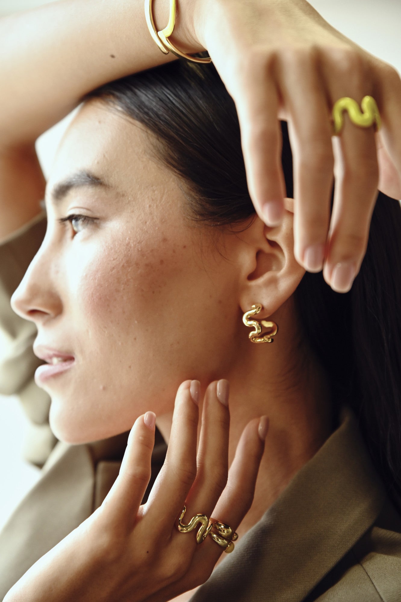 18k Gold Plated Swirl Hoops