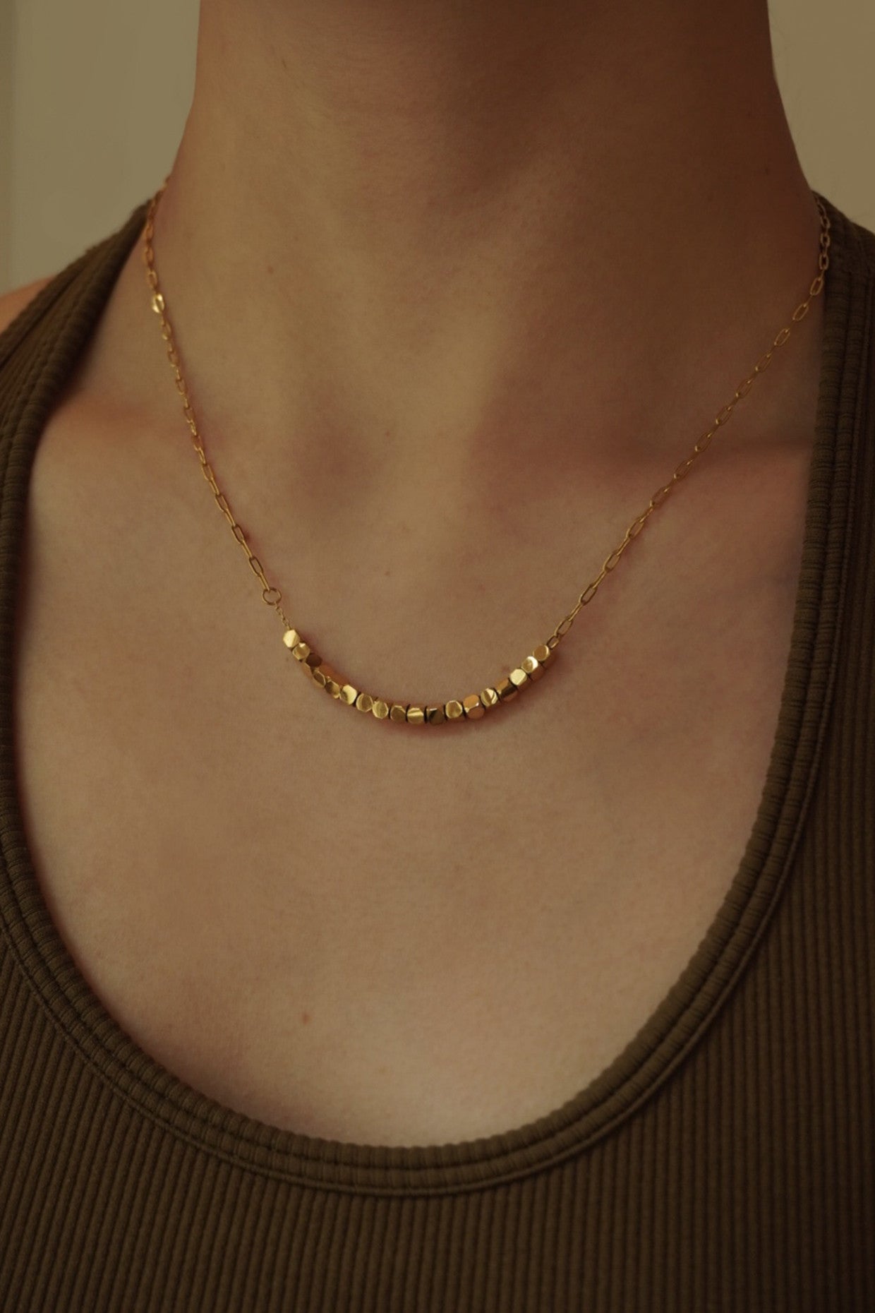 18k Gold Sparkling Beads Necklace