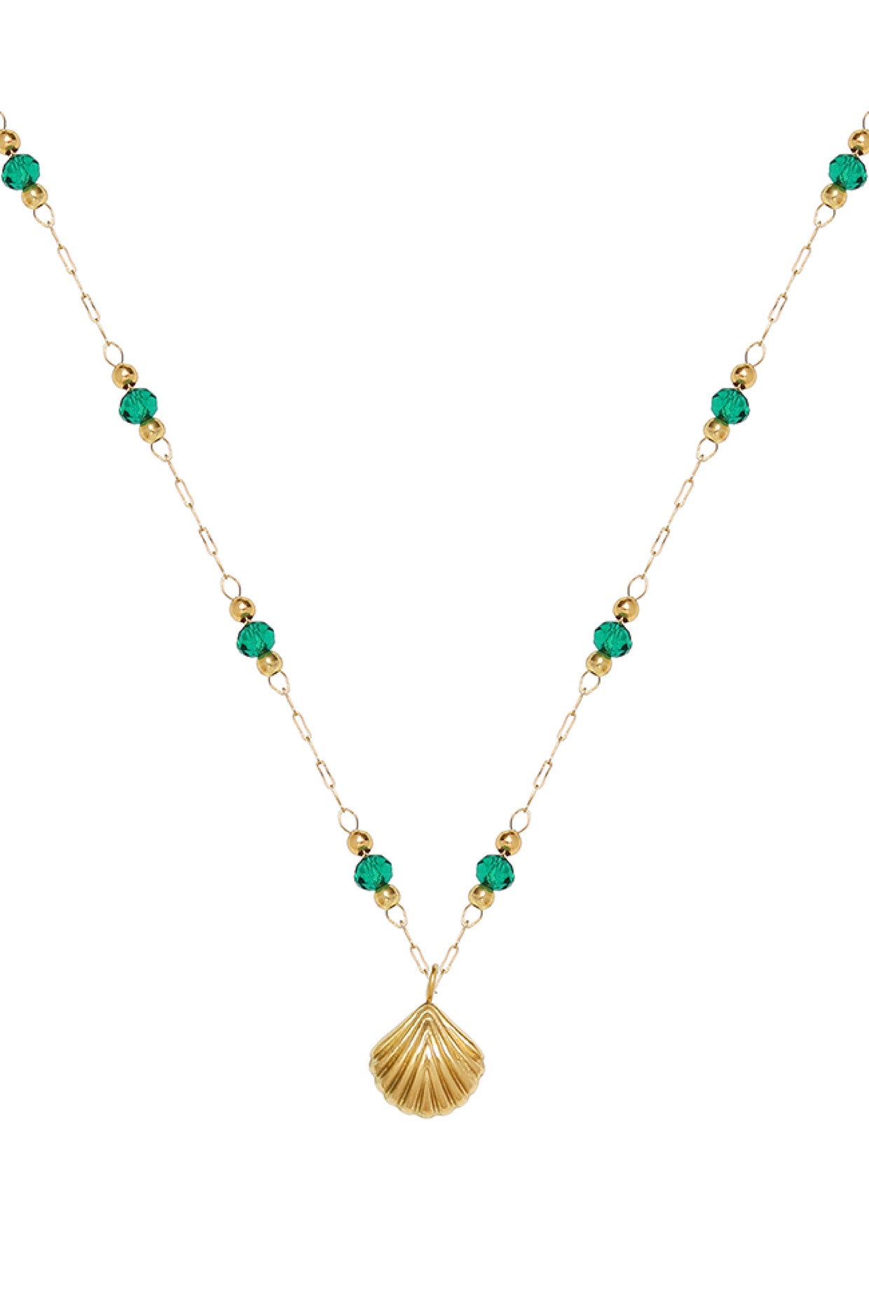 18k Green and Gold Shell Necklace