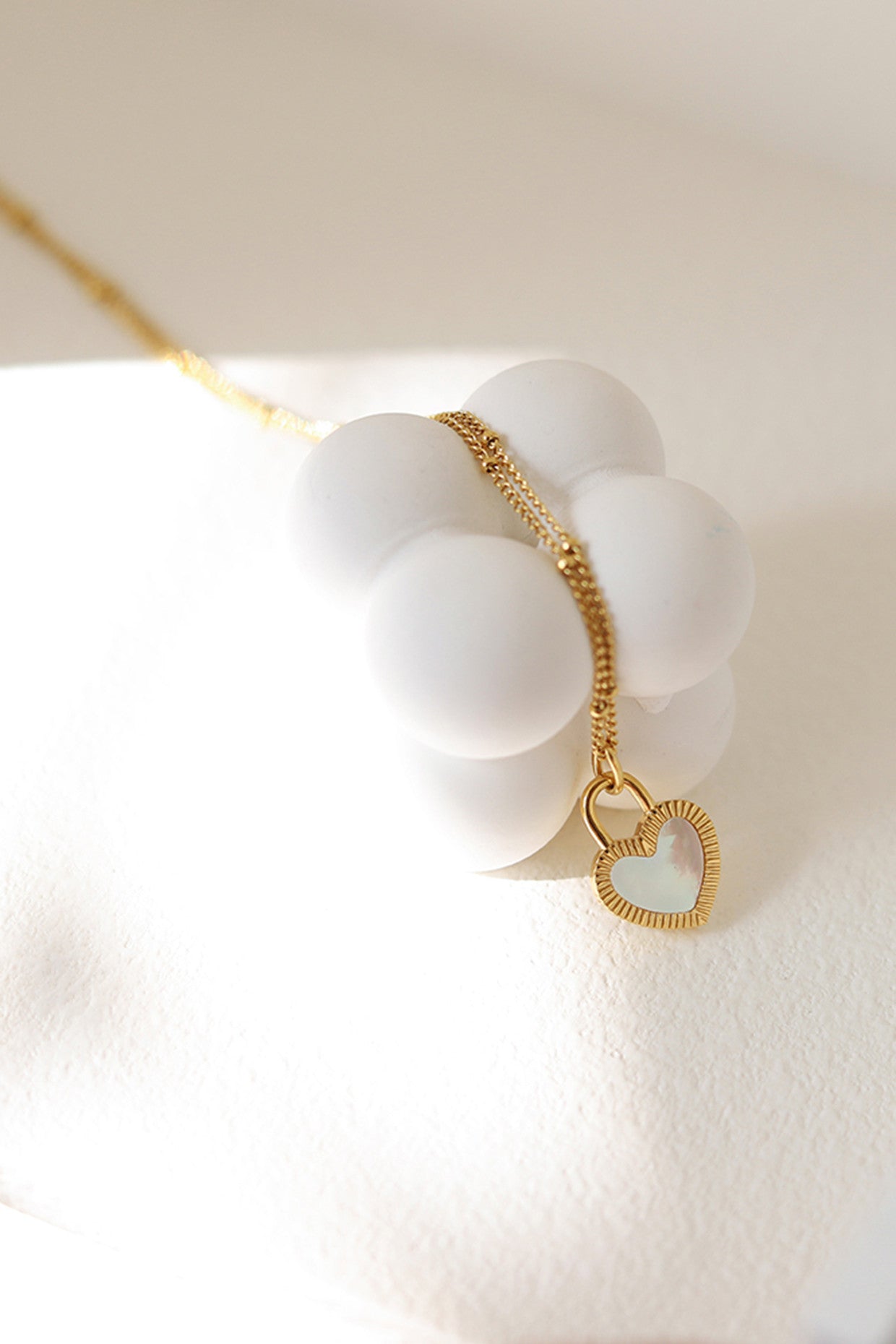 18k Mother of Pearl Heart Necklace