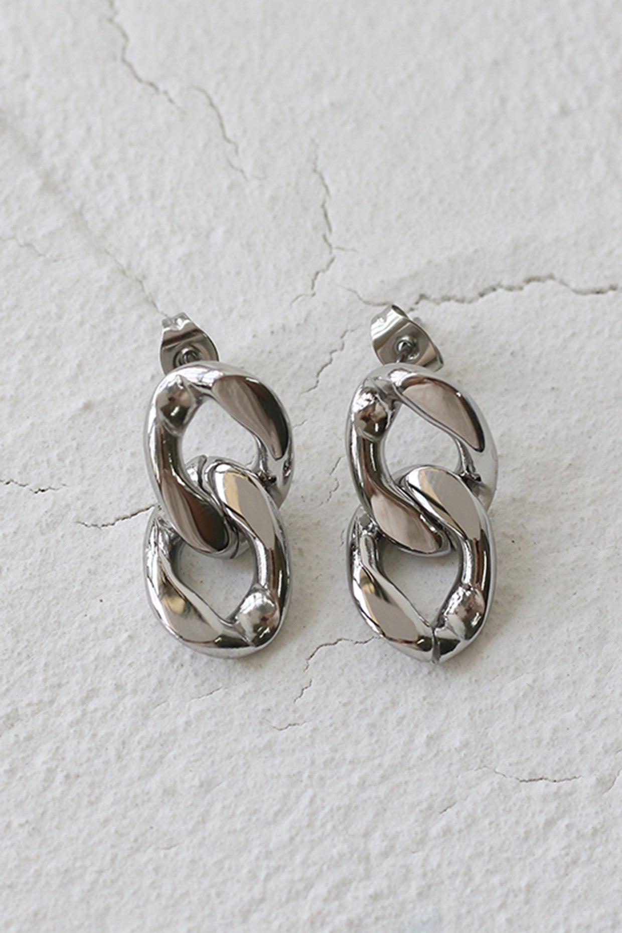 18k Silver Link Earrings