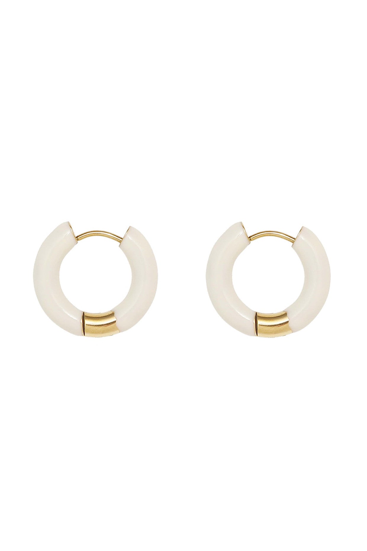 18k White and Gold Mini Hoops