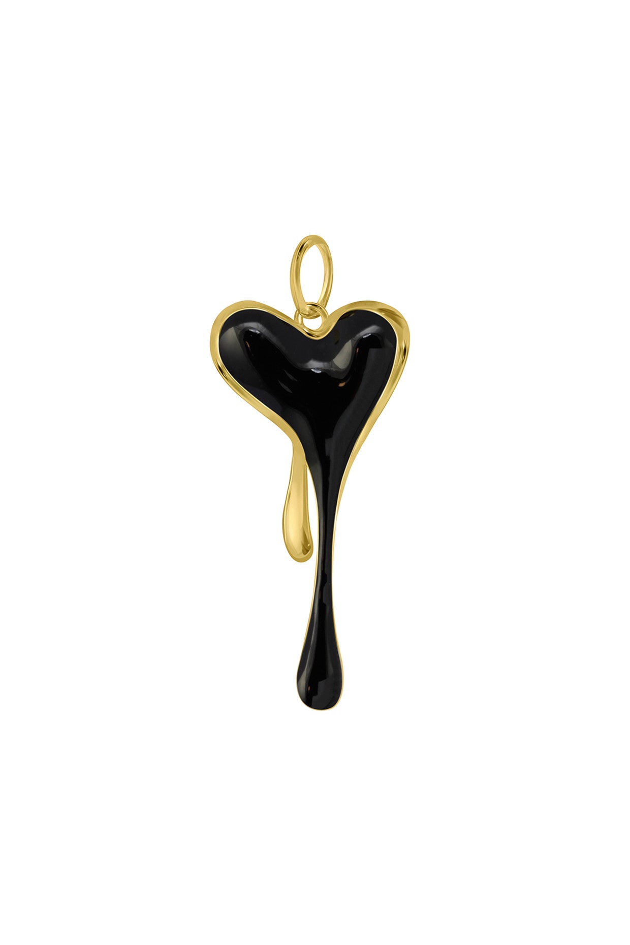 Black Enamel Melting Heart Chain Necklace