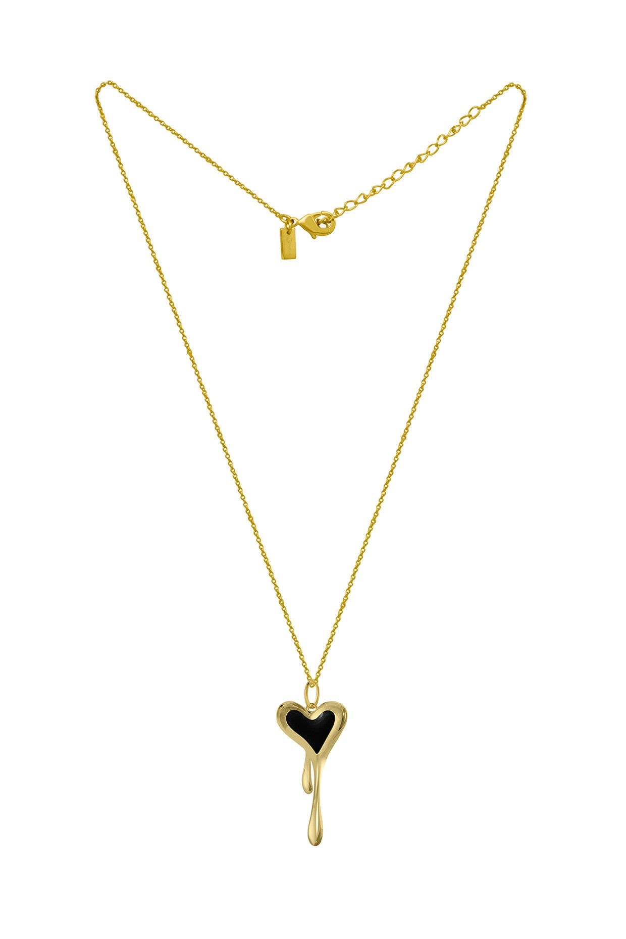 Black Enamel Melting Heart Mini Chain Necklace