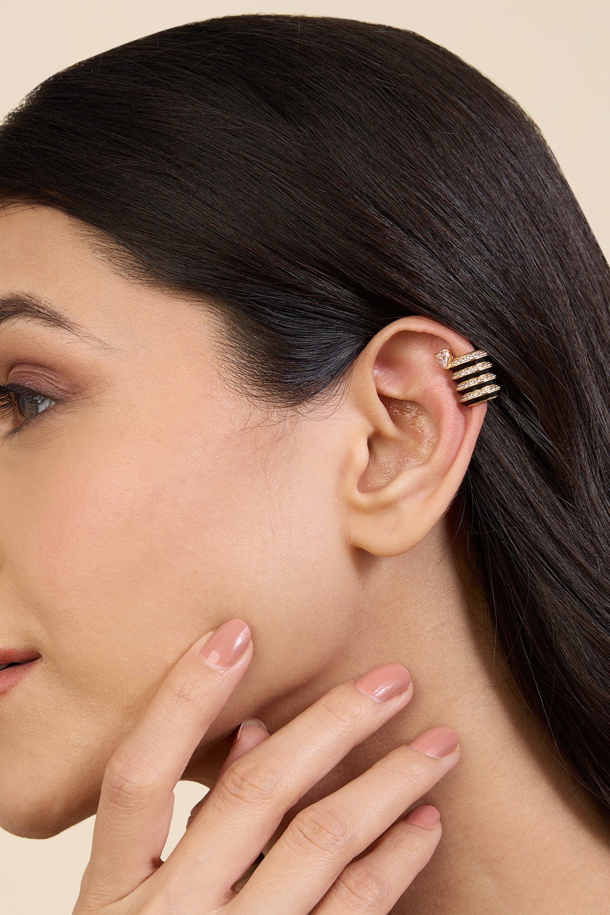 18Kt Gold Plated Black Spiral Ear Cuff