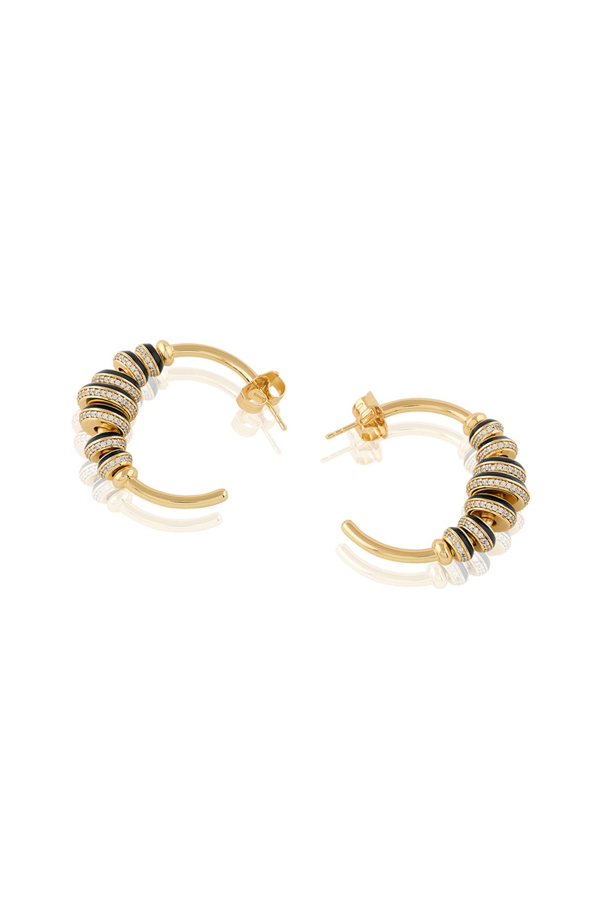 18Kt Gold Plated Black Spiral Hoops