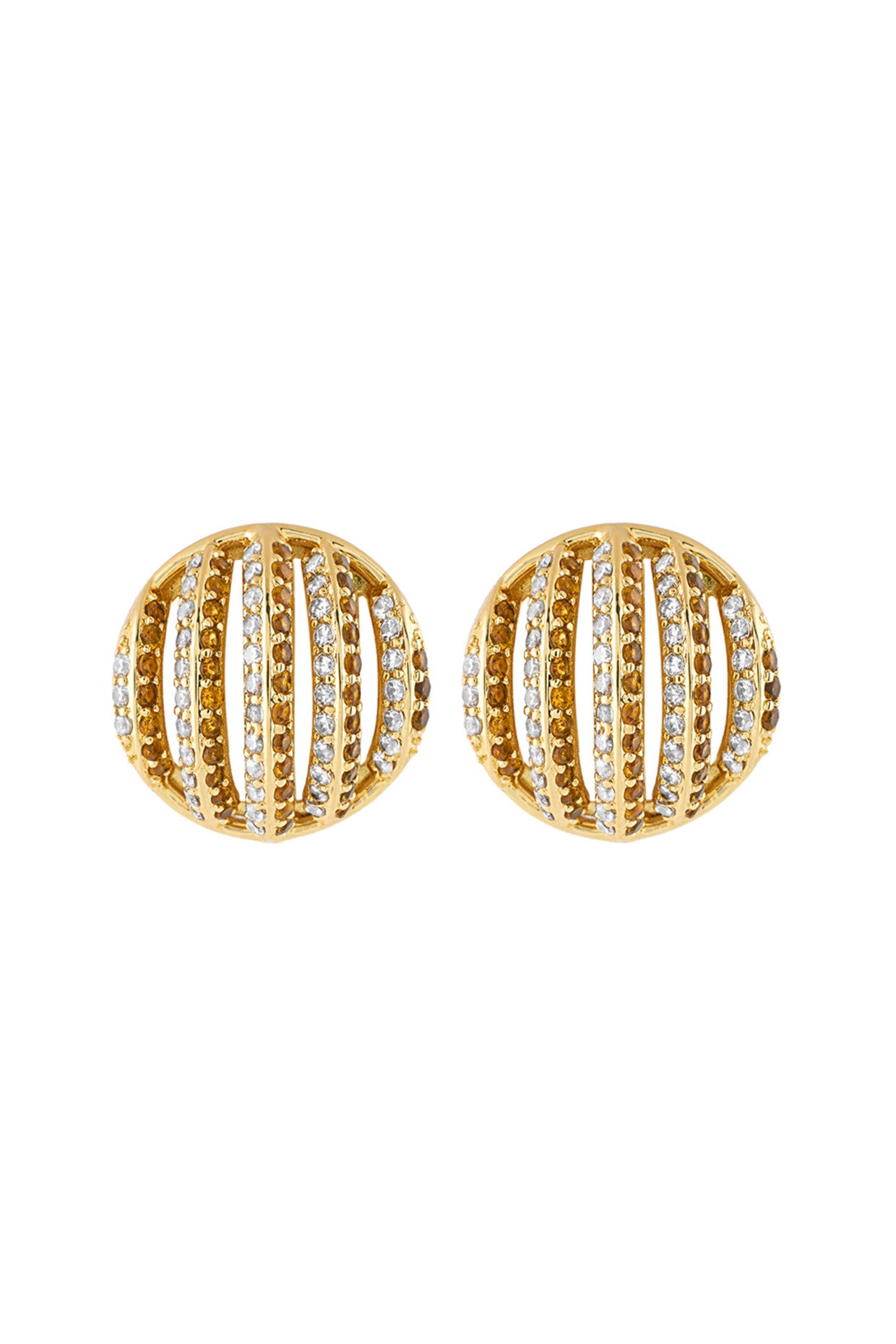 18Kt Gold Plated Bling Button Studs