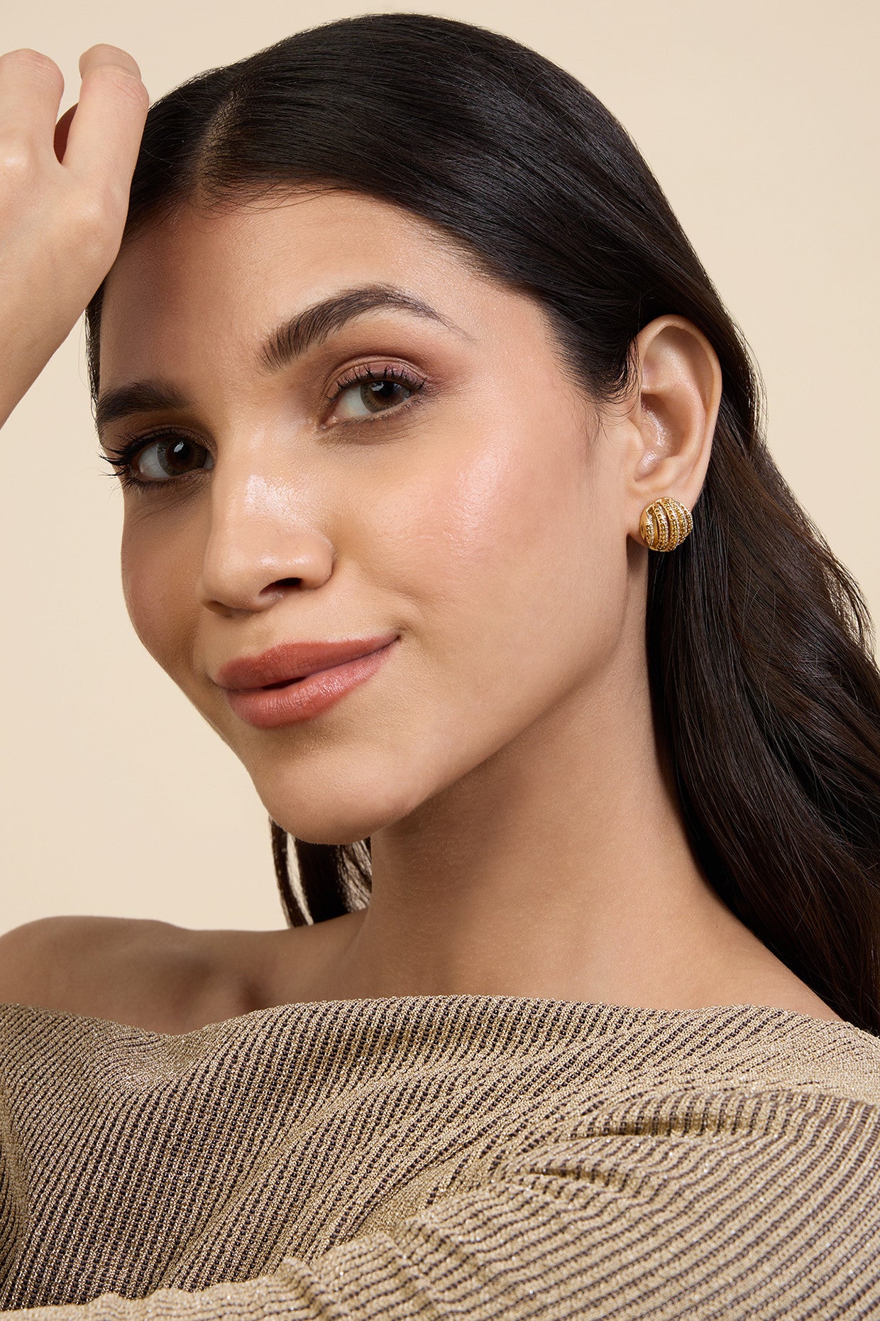 18Kt Gold Plated Bling Button Studs