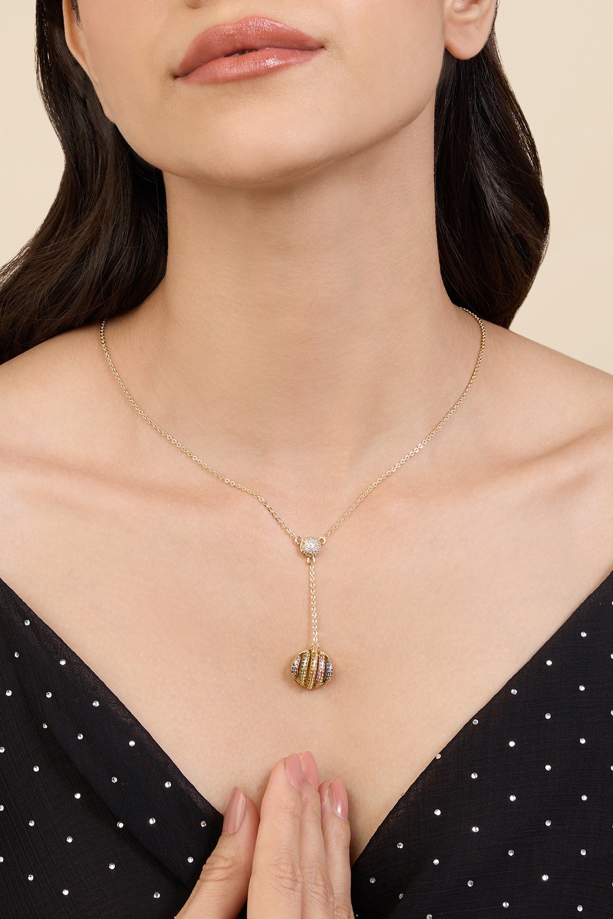 18Kt Gold Plated Disco Ball Necklace