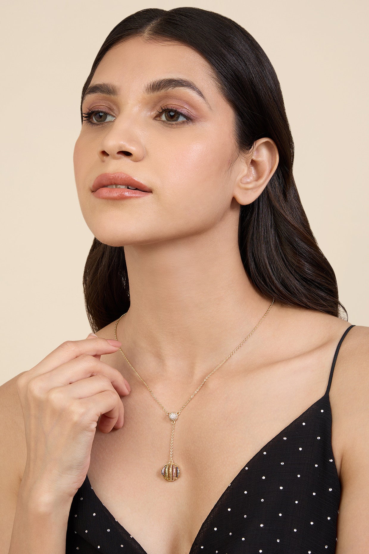 18Kt Gold Plated Disco Ball Necklace
