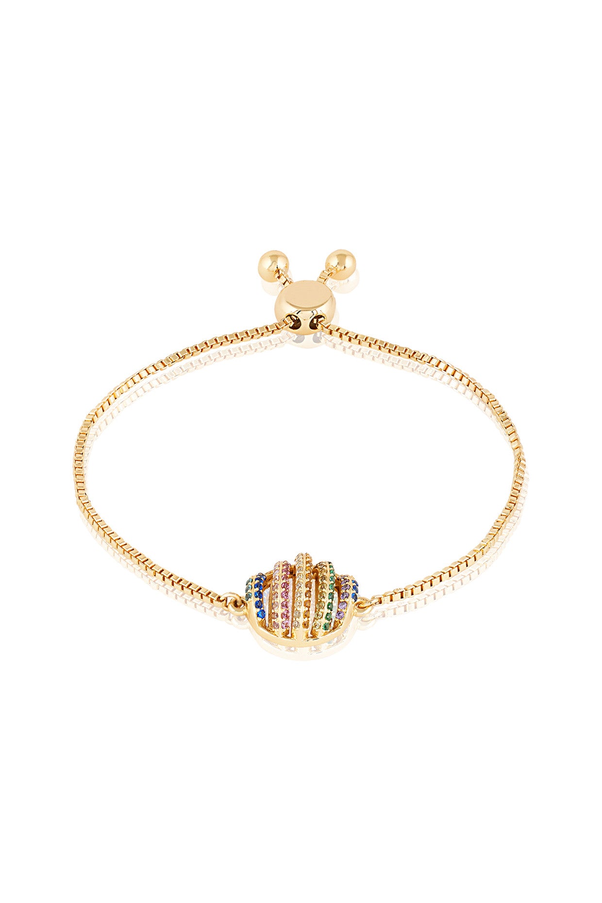 18Kt Gold Plated Disco Ball Bolo Bracelet