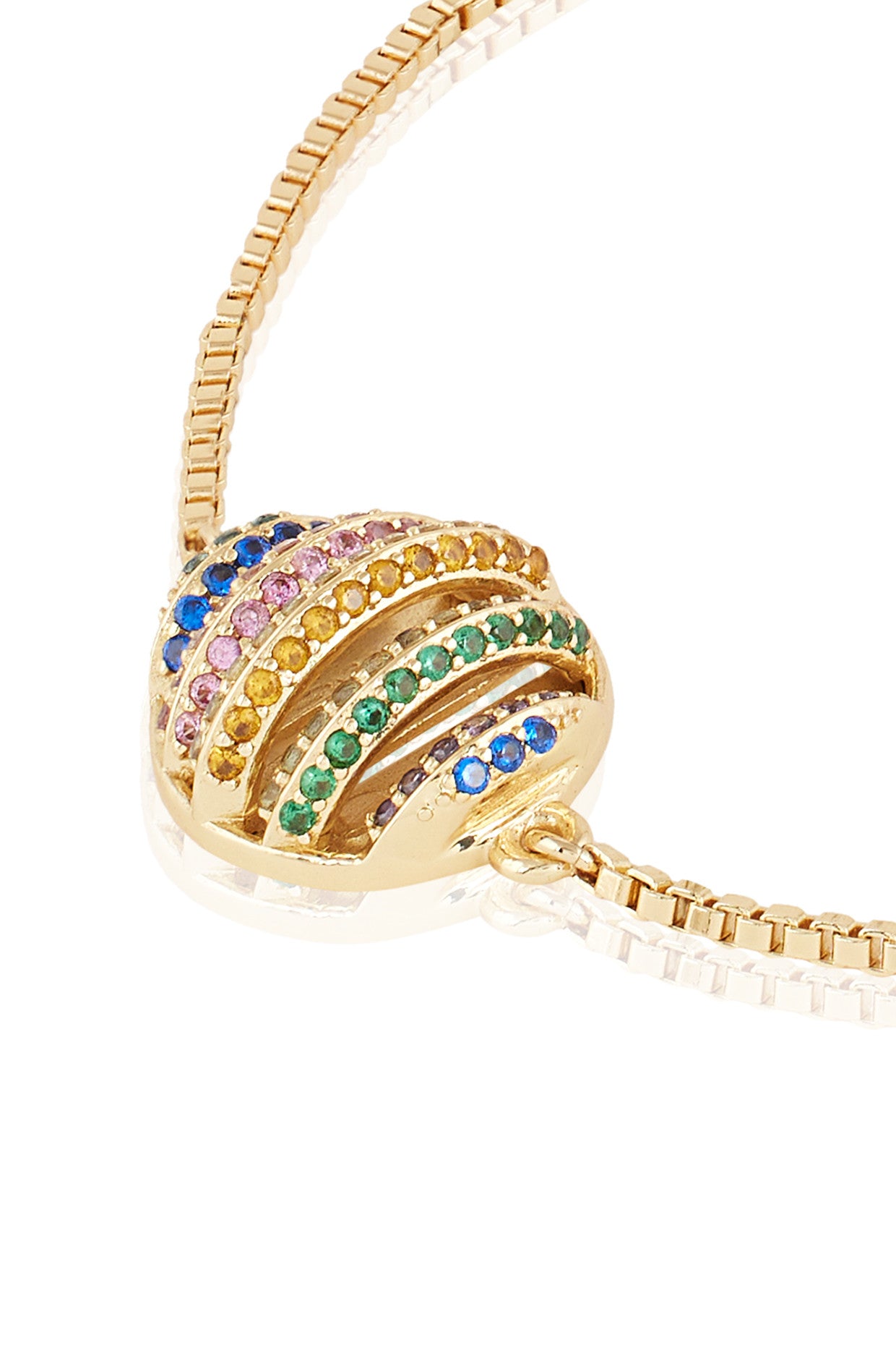 18Kt Gold Plated Disco Ball Bolo Bracelet