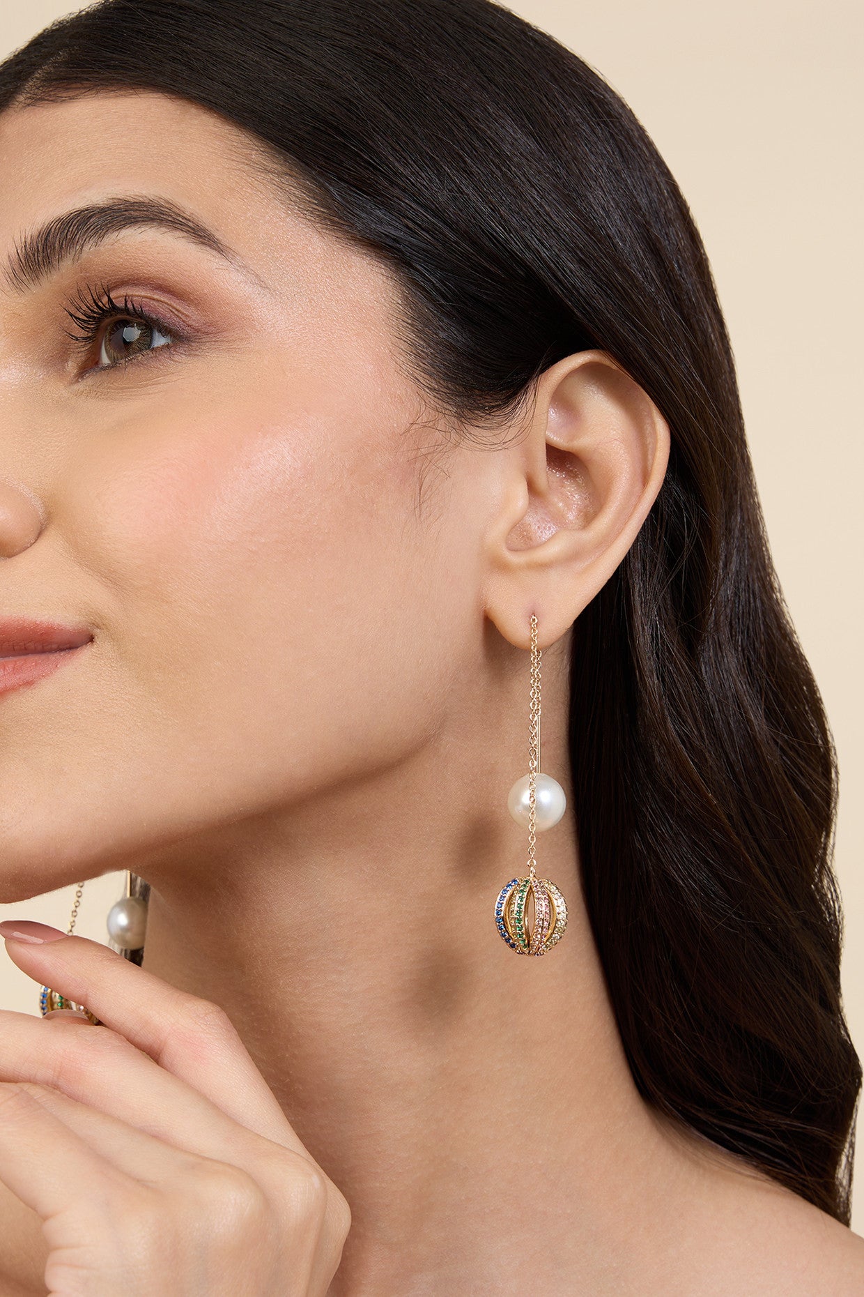 18Kt Gold Plated Disco Needle Thread Earrings