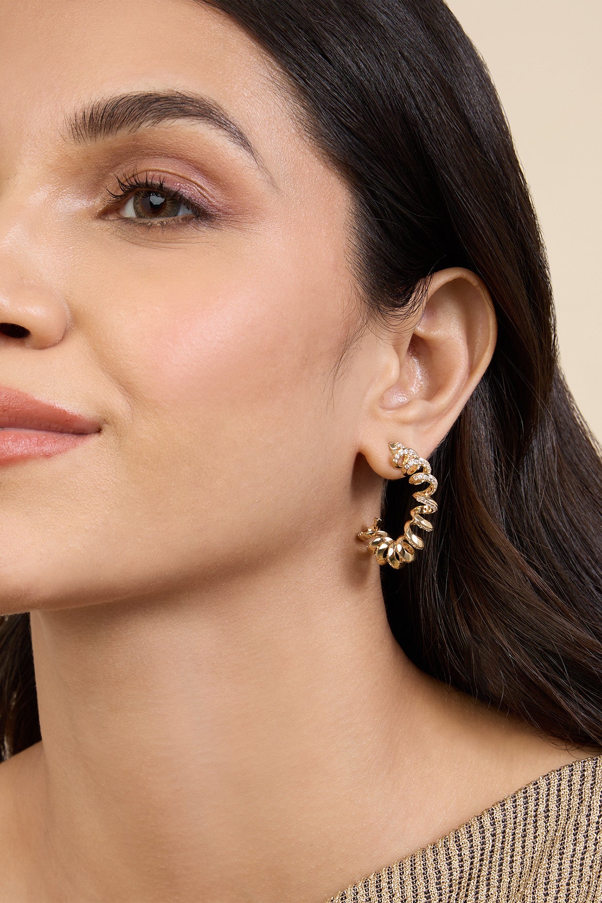 18Kt Gold Plated Disco Spiral Hoops