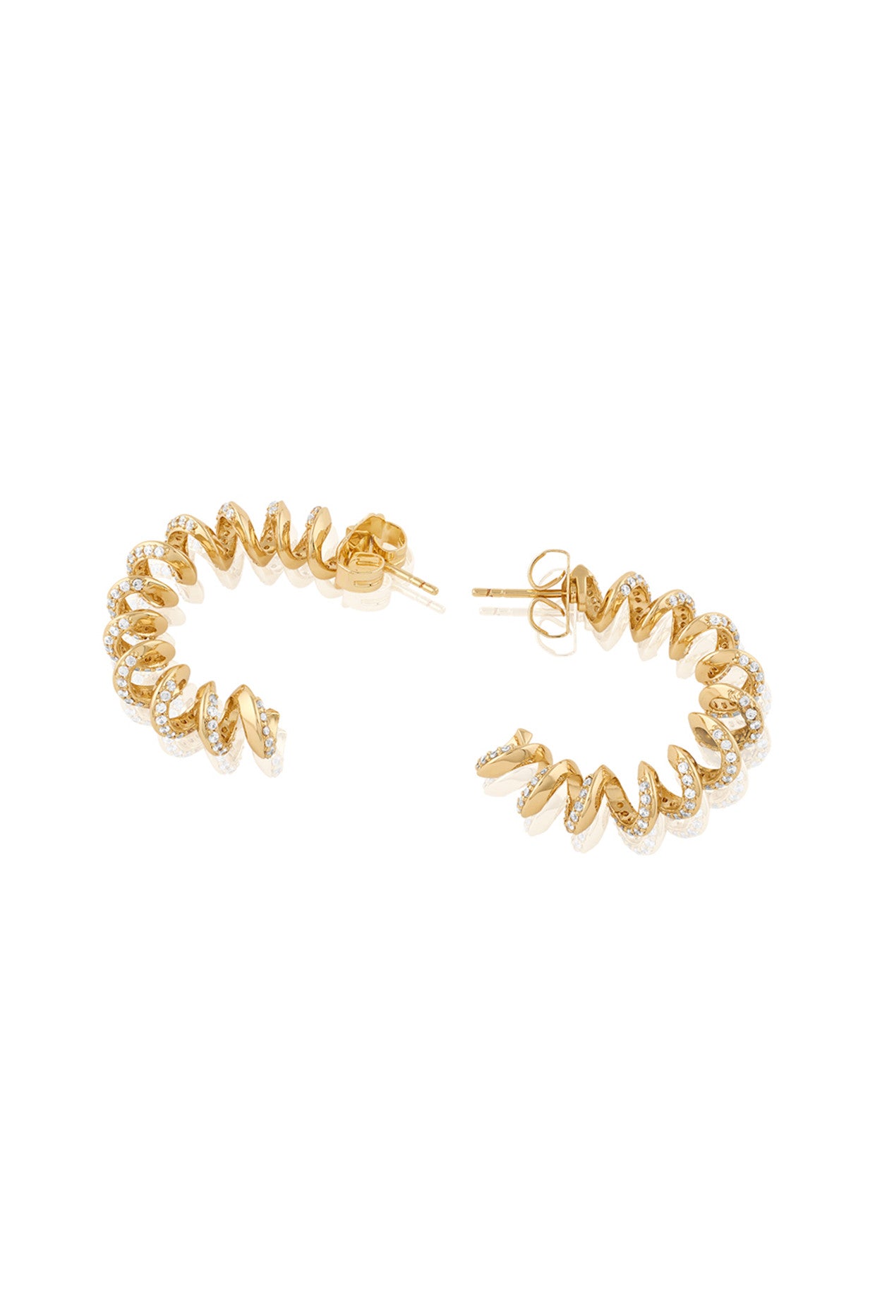 18Kt Gold Plated Disco Spiral Hoops