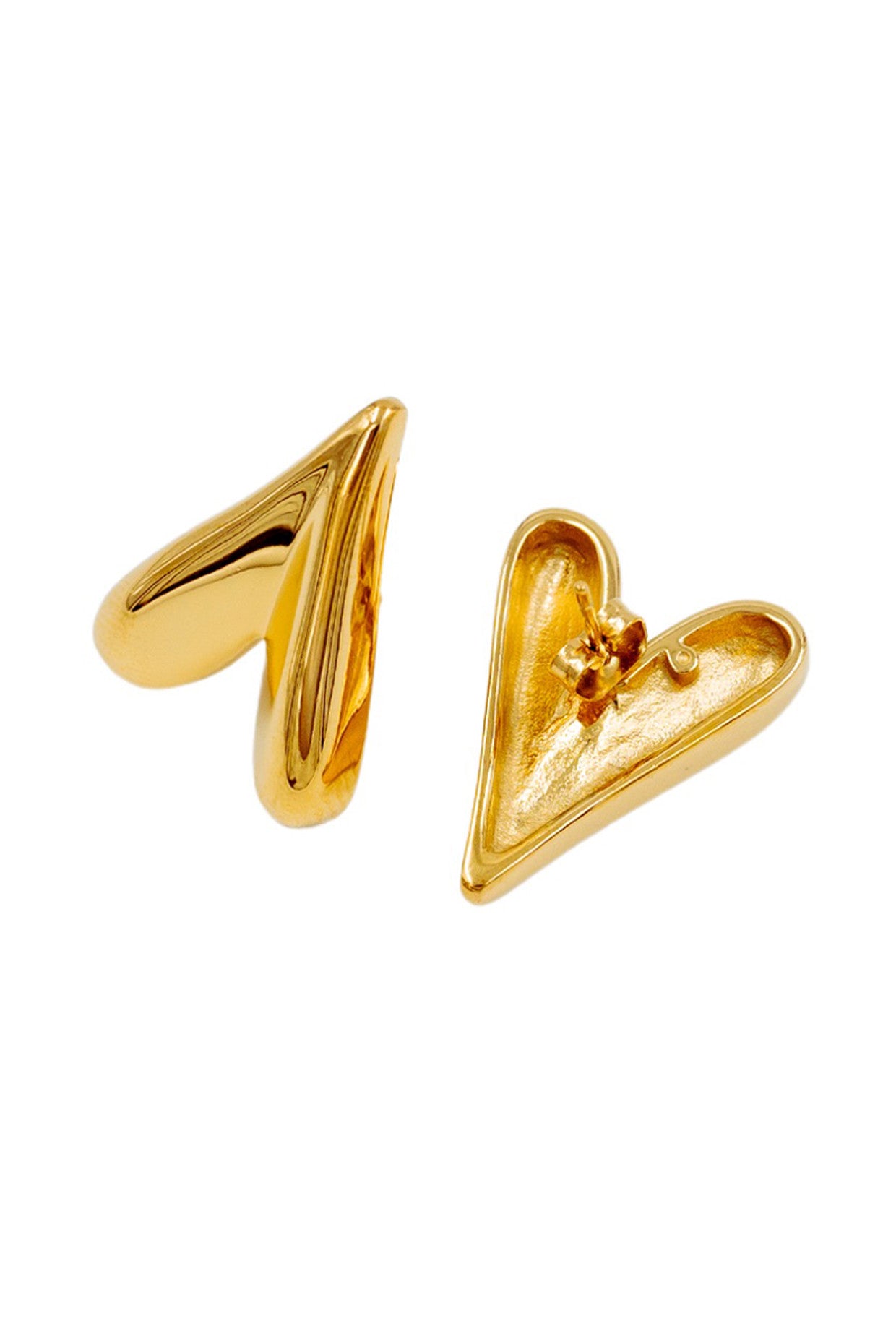 18kt Gold Plated Heart Stud Earrings - Main Image