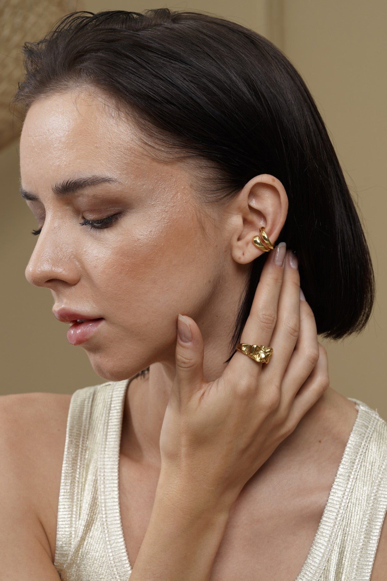 18kt Gold Plated Double-Trouble Ear Cuff
