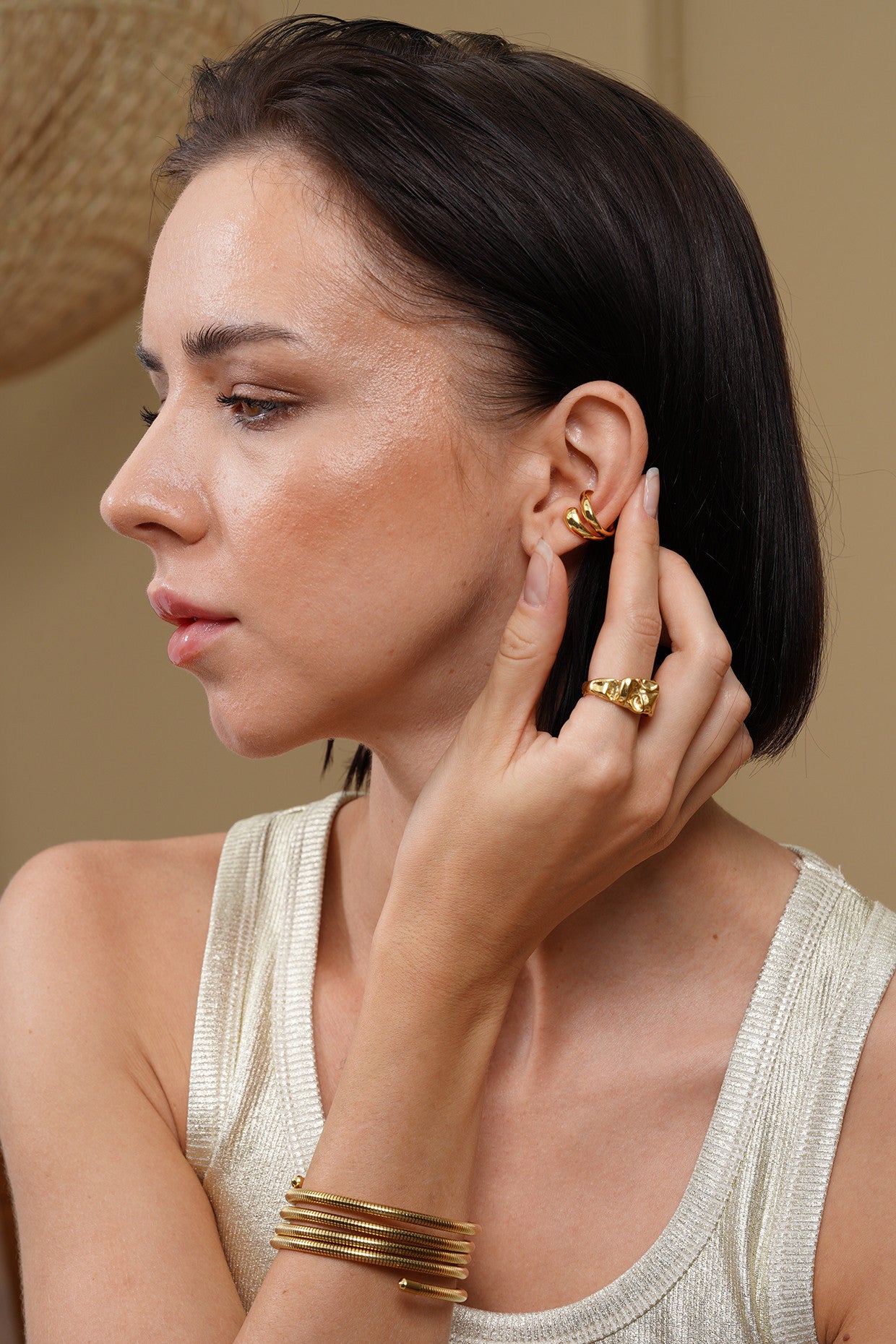 18kt Gold Plated Double-Trouble Ear Cuff