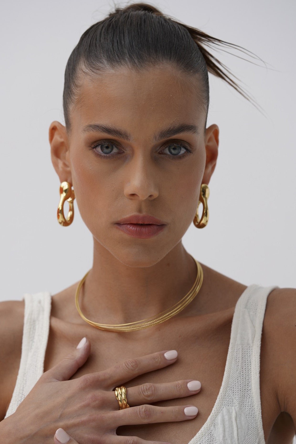 18kt Gold Plated Gold Hammered Hoops