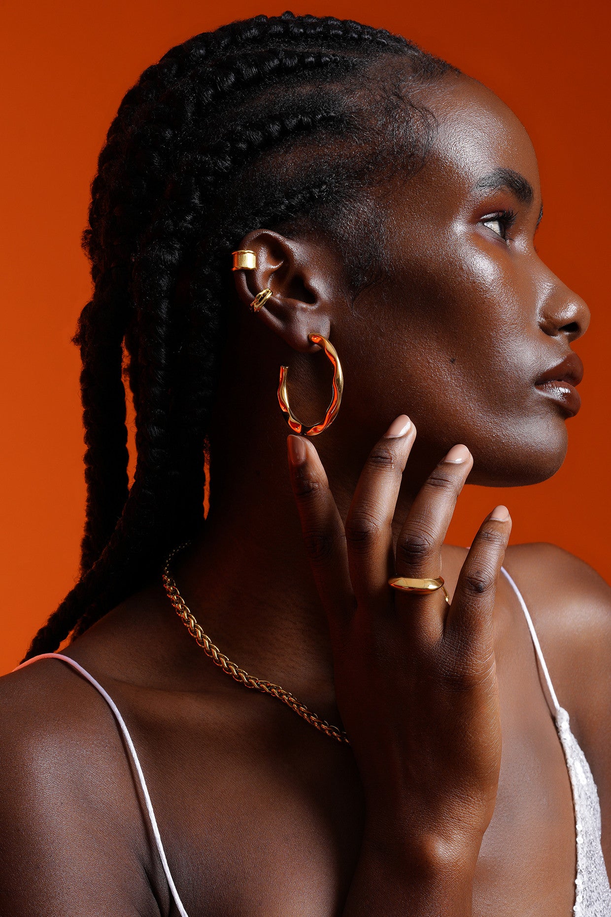 18kt Gold Plated Gold Pressed Stud Earrings