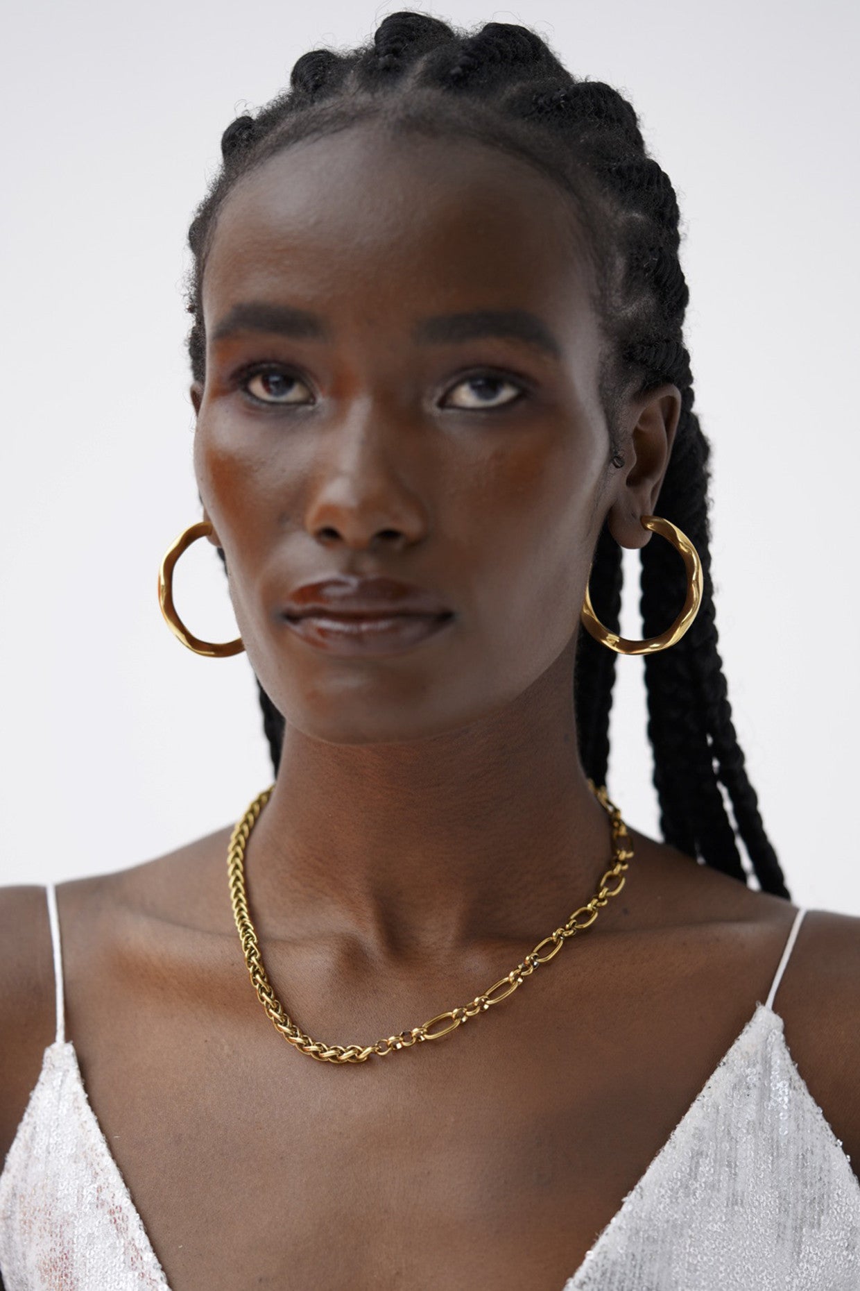 18kt Gold Plated Gold Hammered Hoops