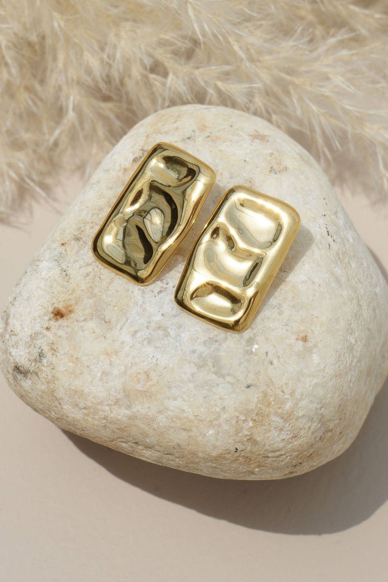18kt Gold Plated Gold Pressed Stud Earrings