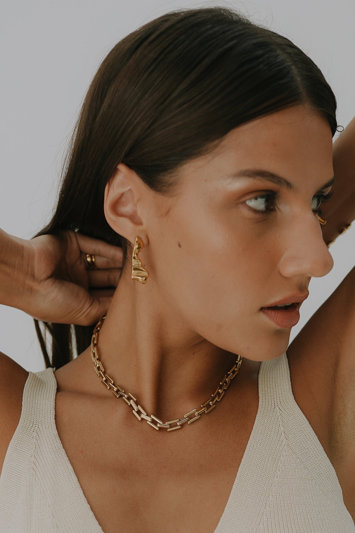 18kt Gold Plated Half n Half Earrings