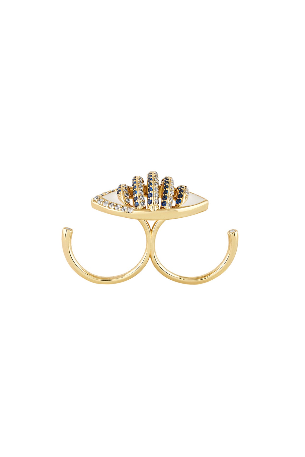 18Kt Gold Plated Eyelet Party Two-Finger Ring