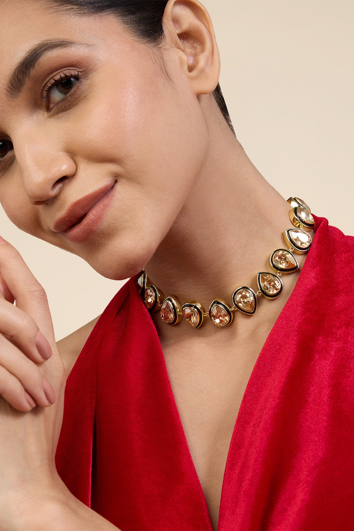 18Kt Gold Plated Gold Crystal Galaxy Choker