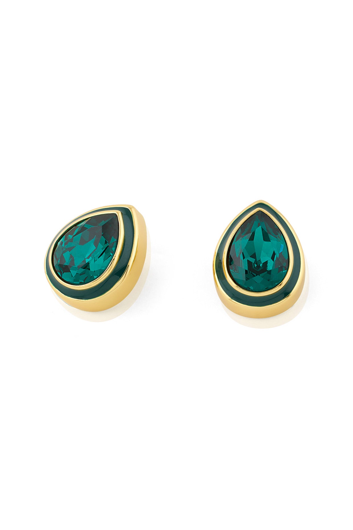 18Kt Gold Plated Green Bold Bling Earrings