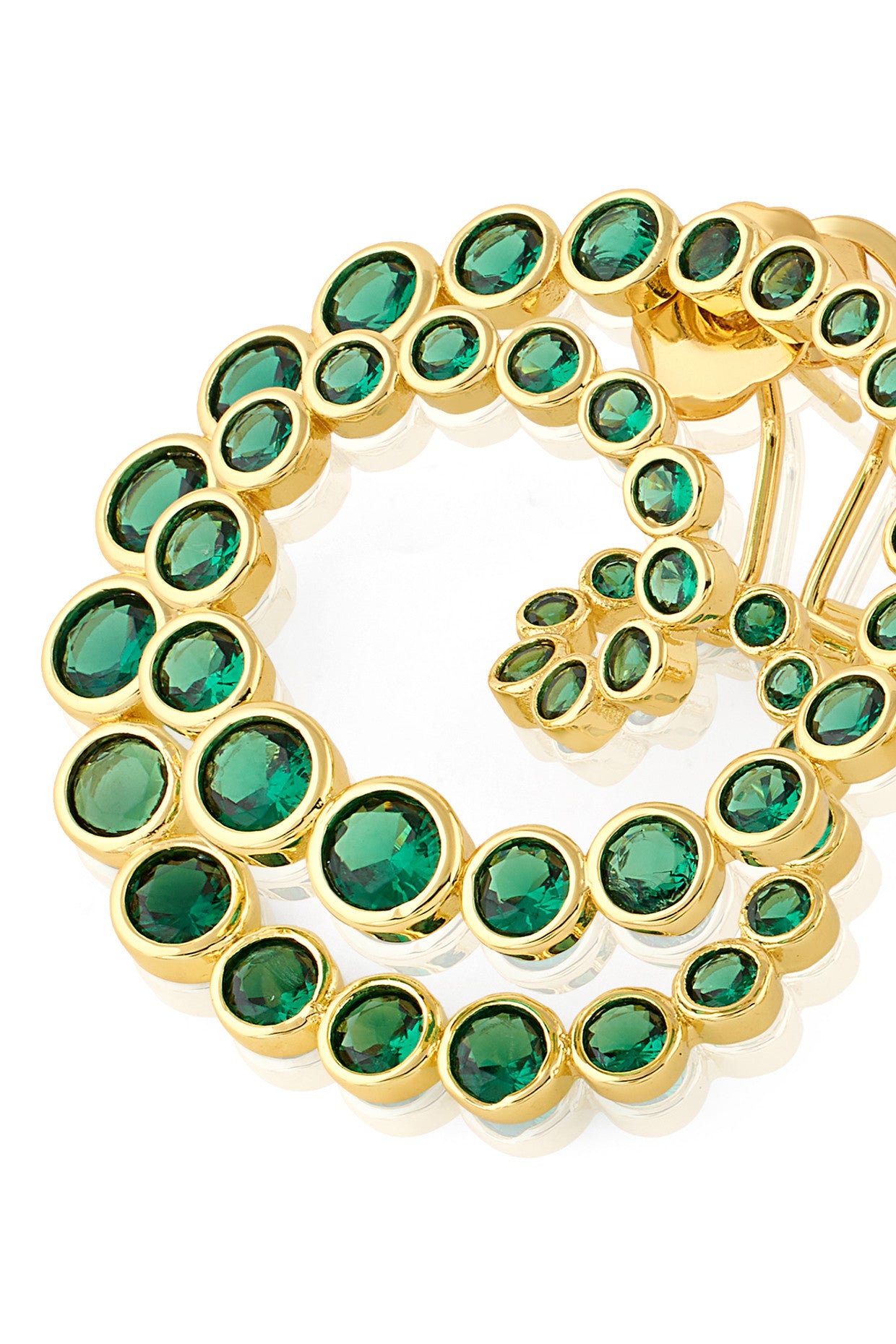 18Kt Gold Plated Green Galaxy Spiral Statement Earrings