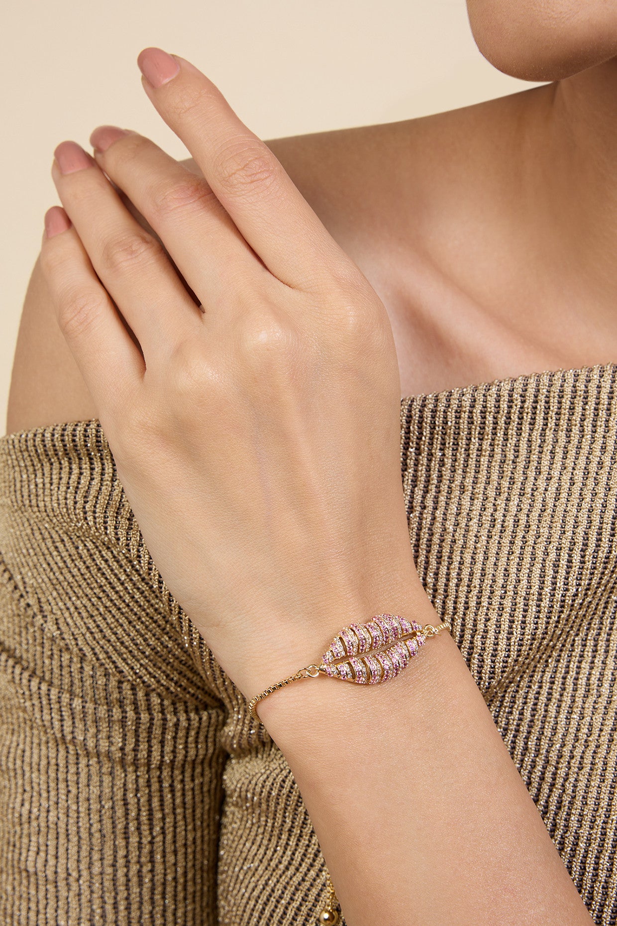 18Kt Gold Plated Party Pout Bolo Bracelet