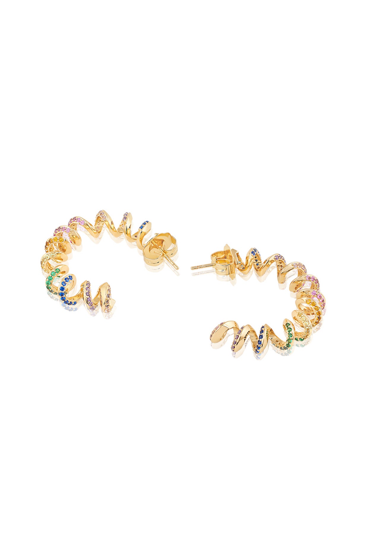 18Kt Gold Plated Rainbow Spiral Hoops