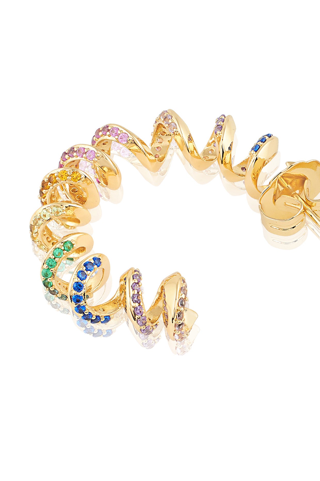 18Kt Gold Plated Rainbow Spiral Hoops
