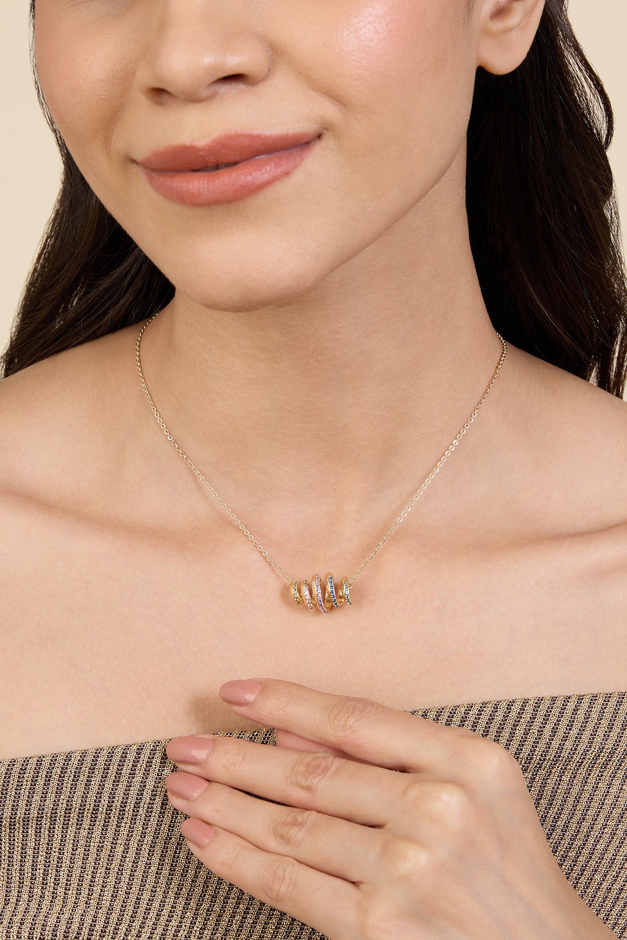 18Kt Gold Plated Rainbow Spiral Necklace