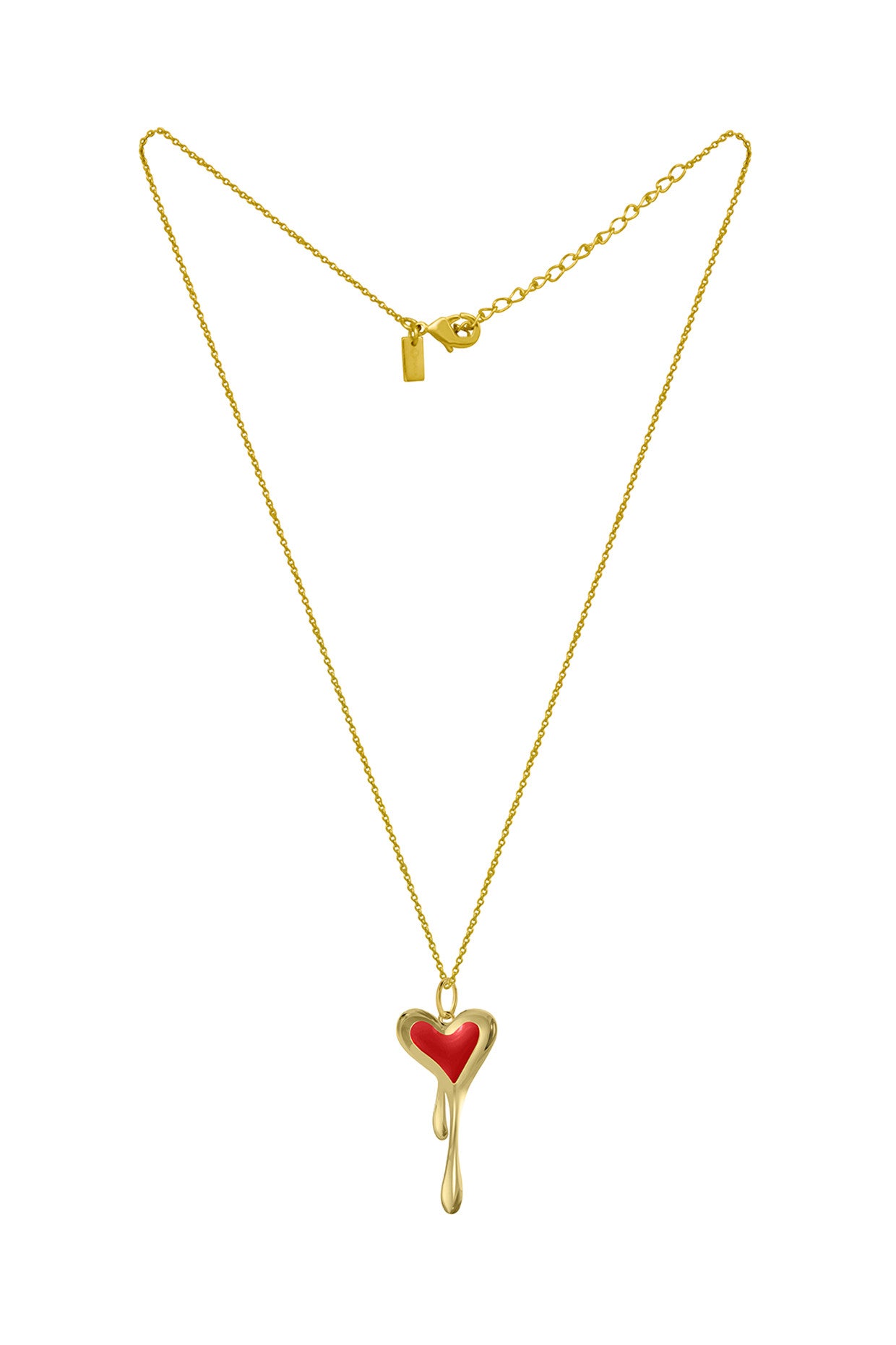 Red Enamel Melting Heart Mini Chain Necklace