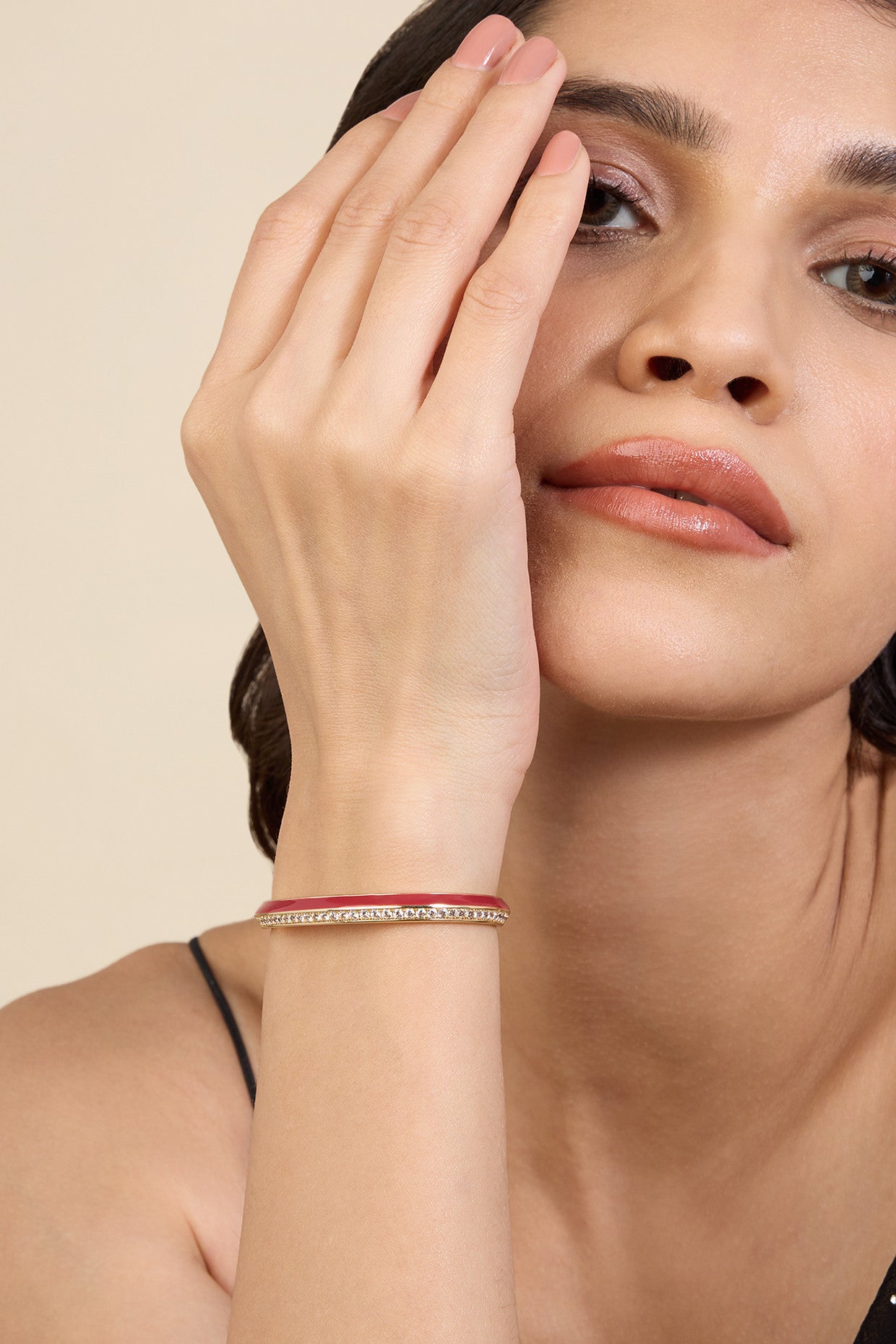 18Kt Gold Plated Ruby Disco Cuff Bracelet