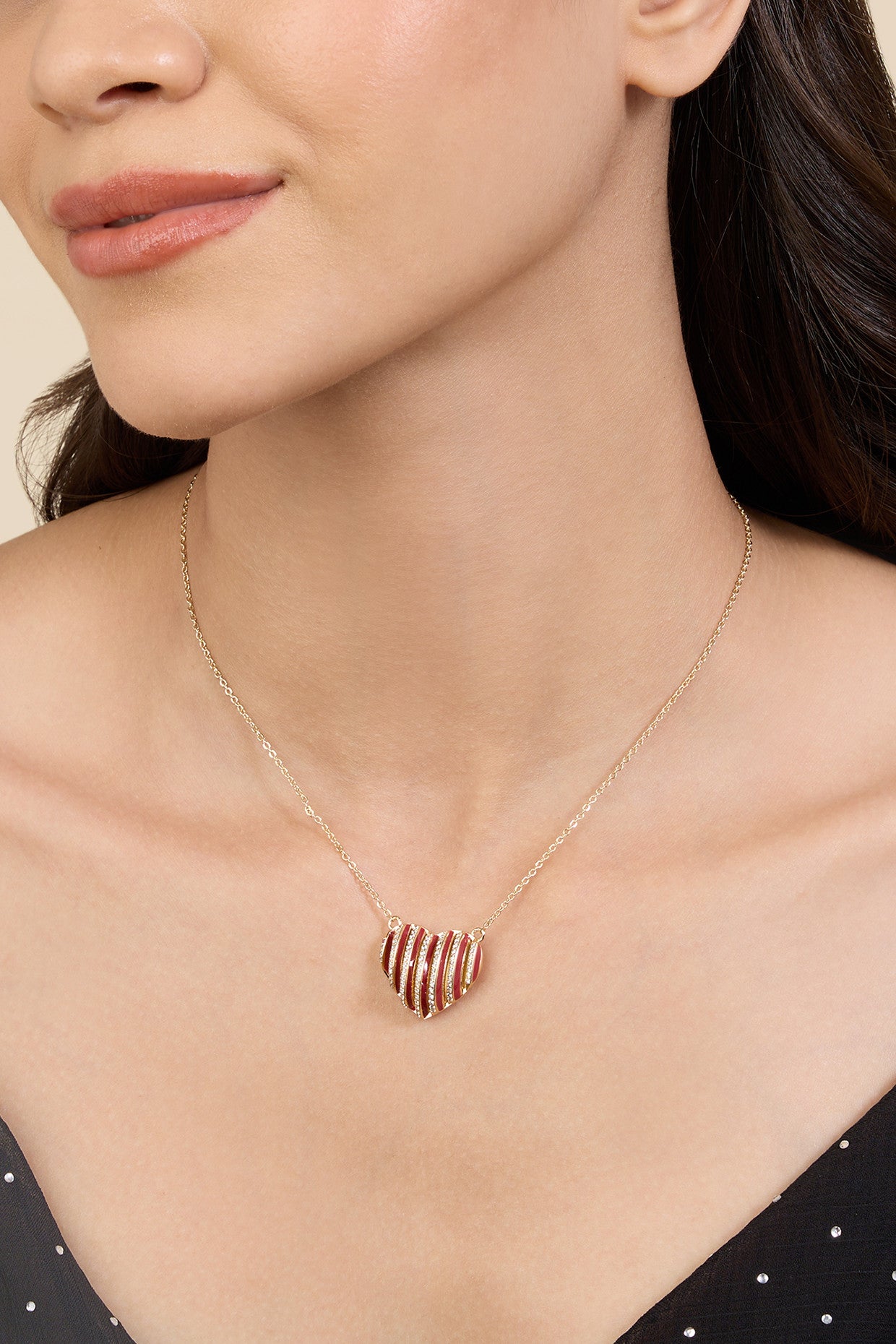 18Kt Gold Plated Ruby Heartbeat Necklace