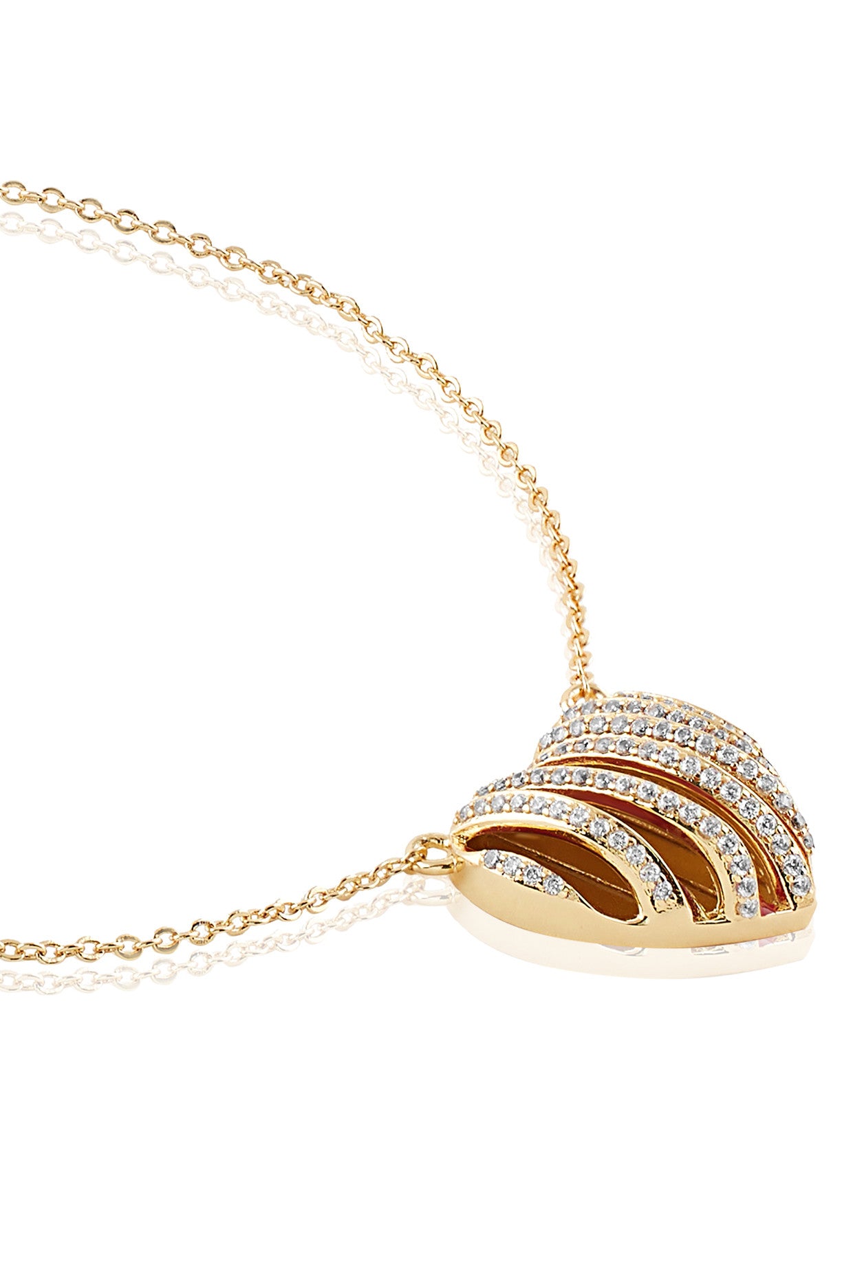 18Kt Gold Plated Ruby Heartbeat Necklace