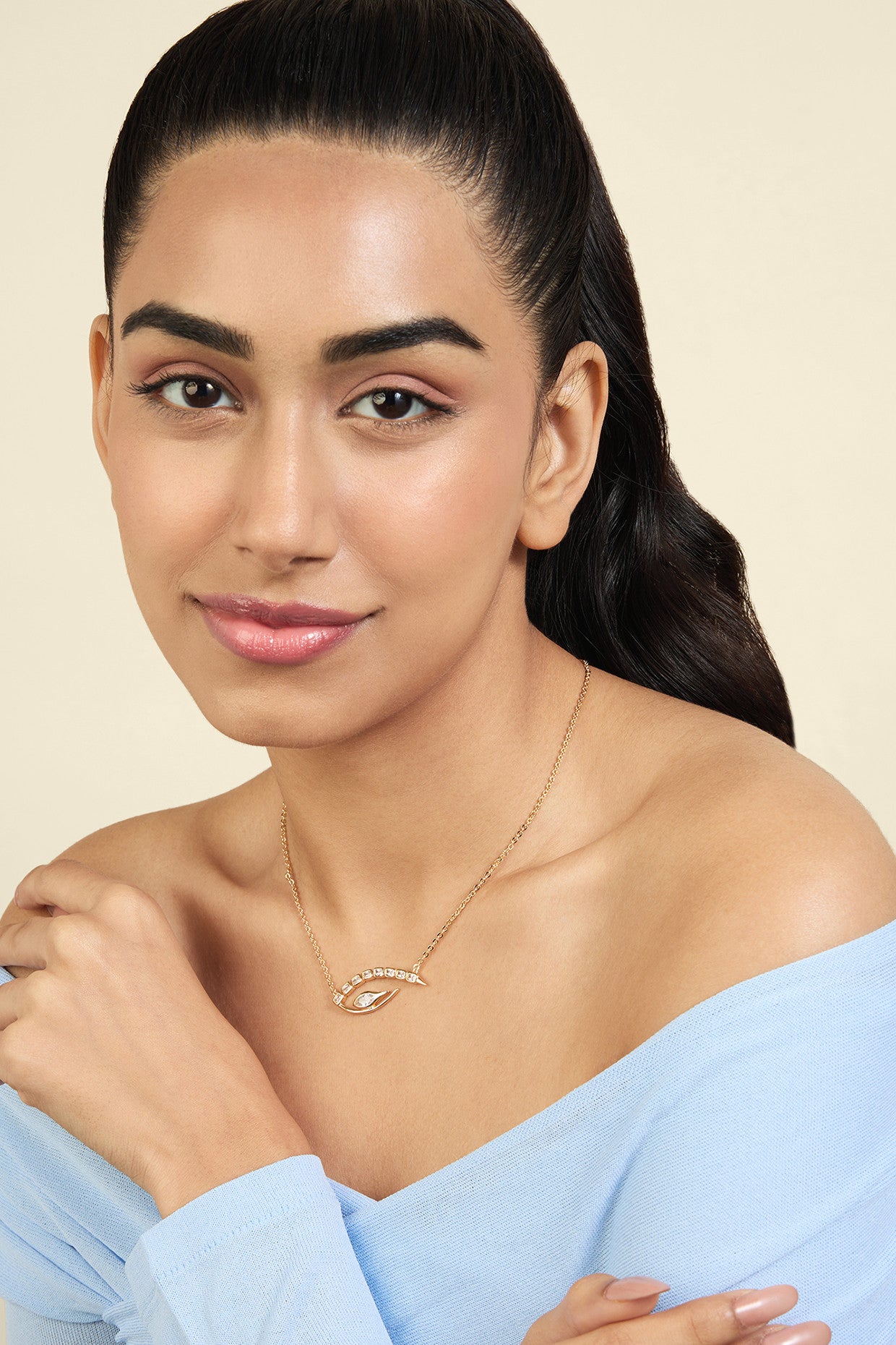 18Kt Gold Plated Tennis Eye Pendant Necklace