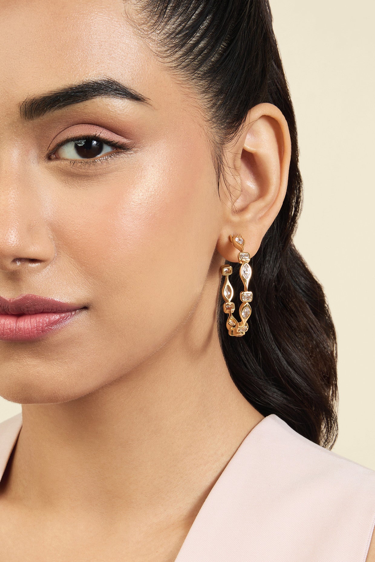 18Kt Gold Plated Tenniscore Hoops