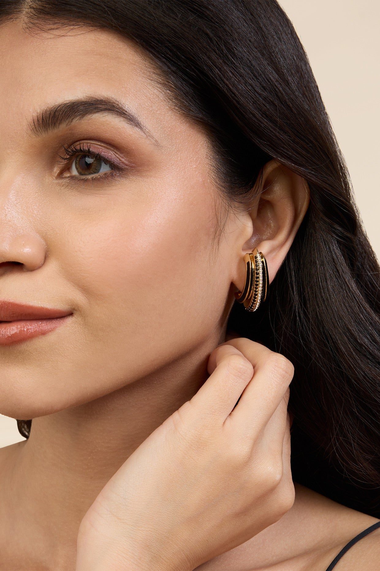 18Kt Gold Plated Triple Shine Earrings