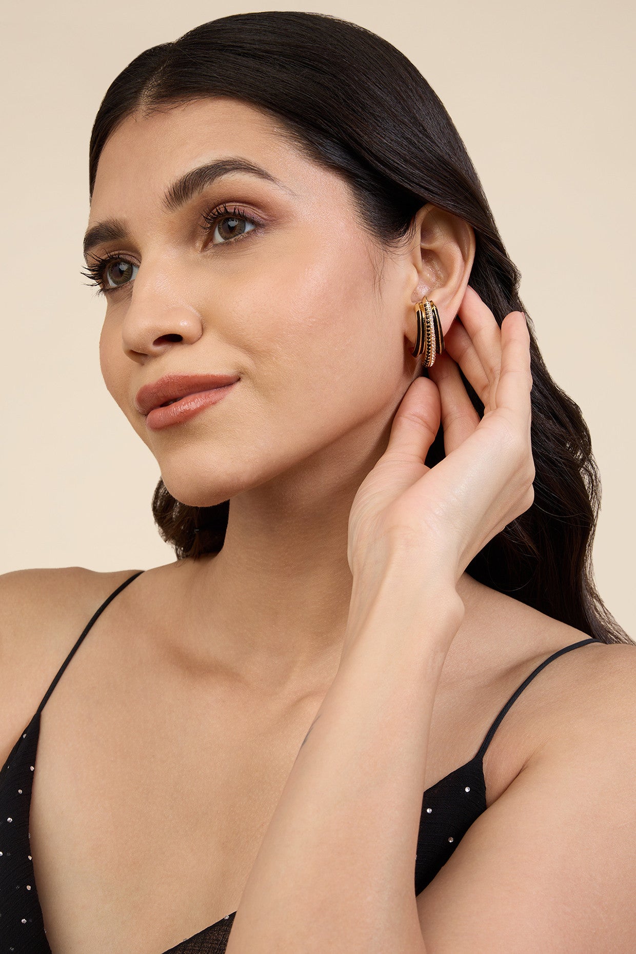 18Kt Gold Plated Triple Shine Earrings